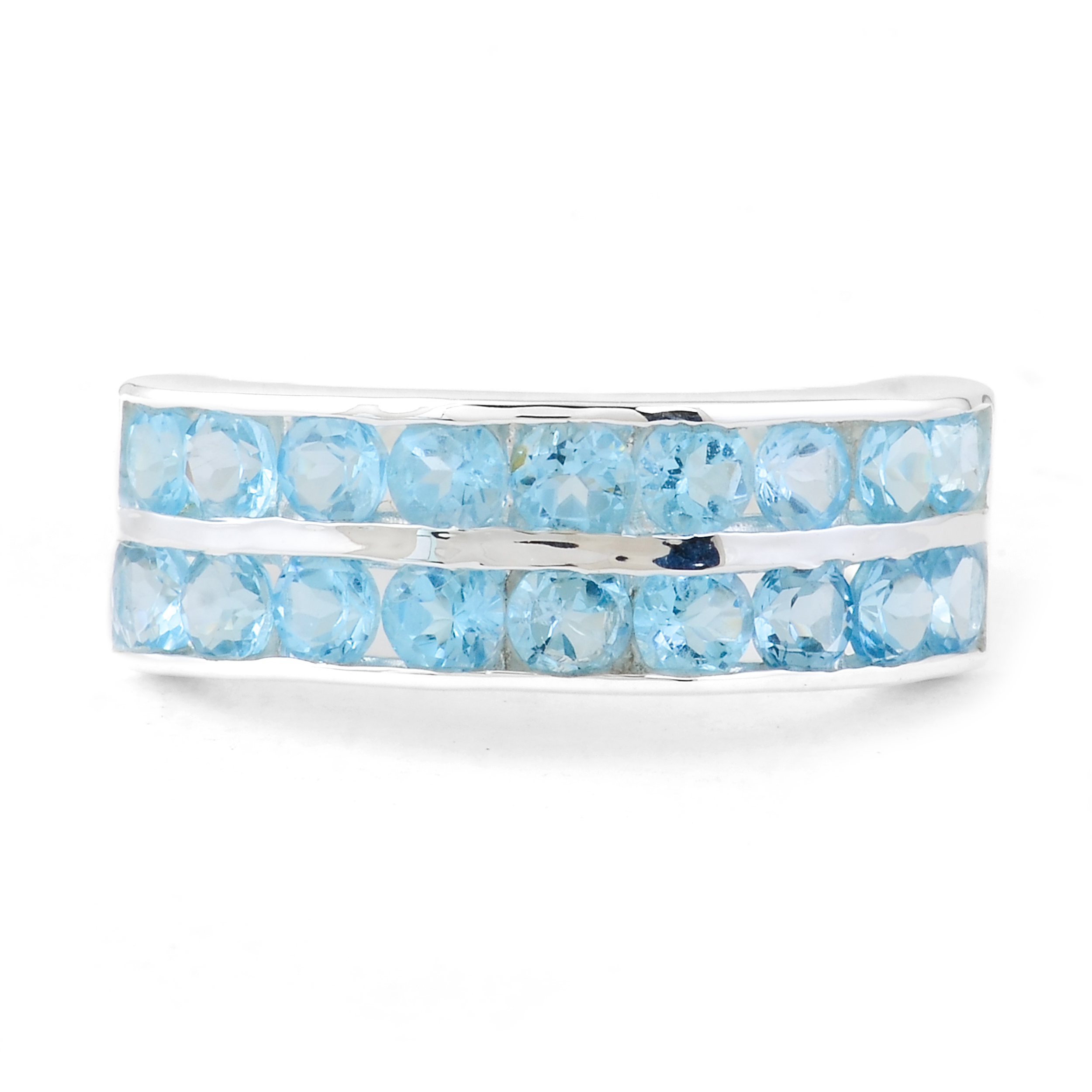 NO RESERVE 2.32 Ct Round Sky Blue Topaz 925 Sterling Silver Ring