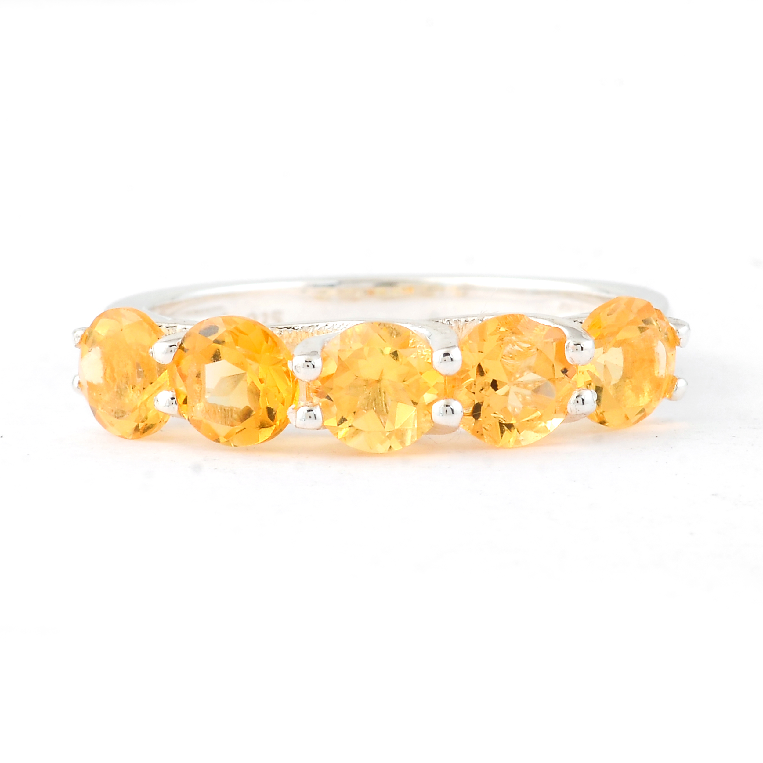 NO RESERVE 2.33 Ct Round Citrine, 925 Sterling Silver Ring
