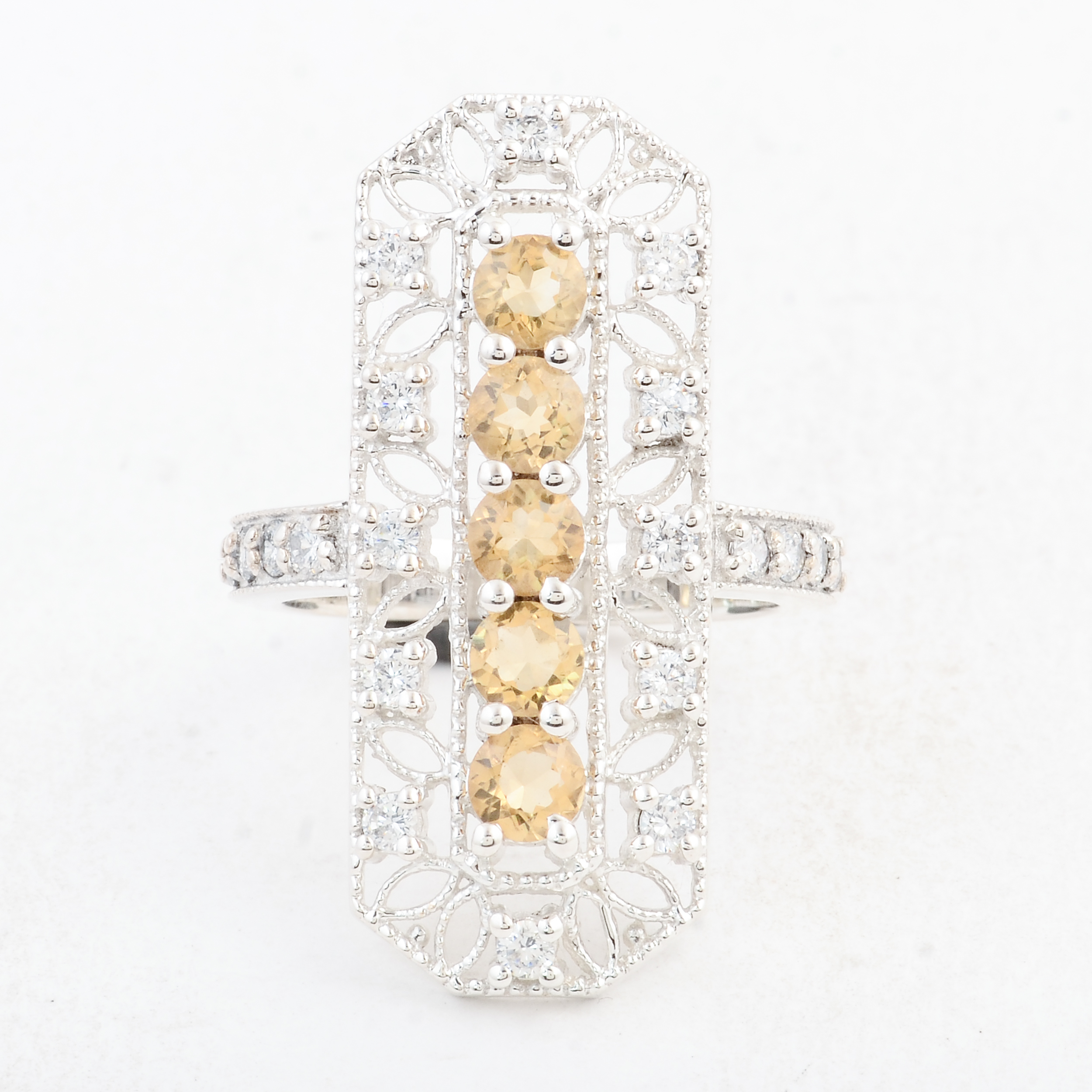 NO RESERVE 2.42 Ct Round Citrine 925 Sterling Silver Ring