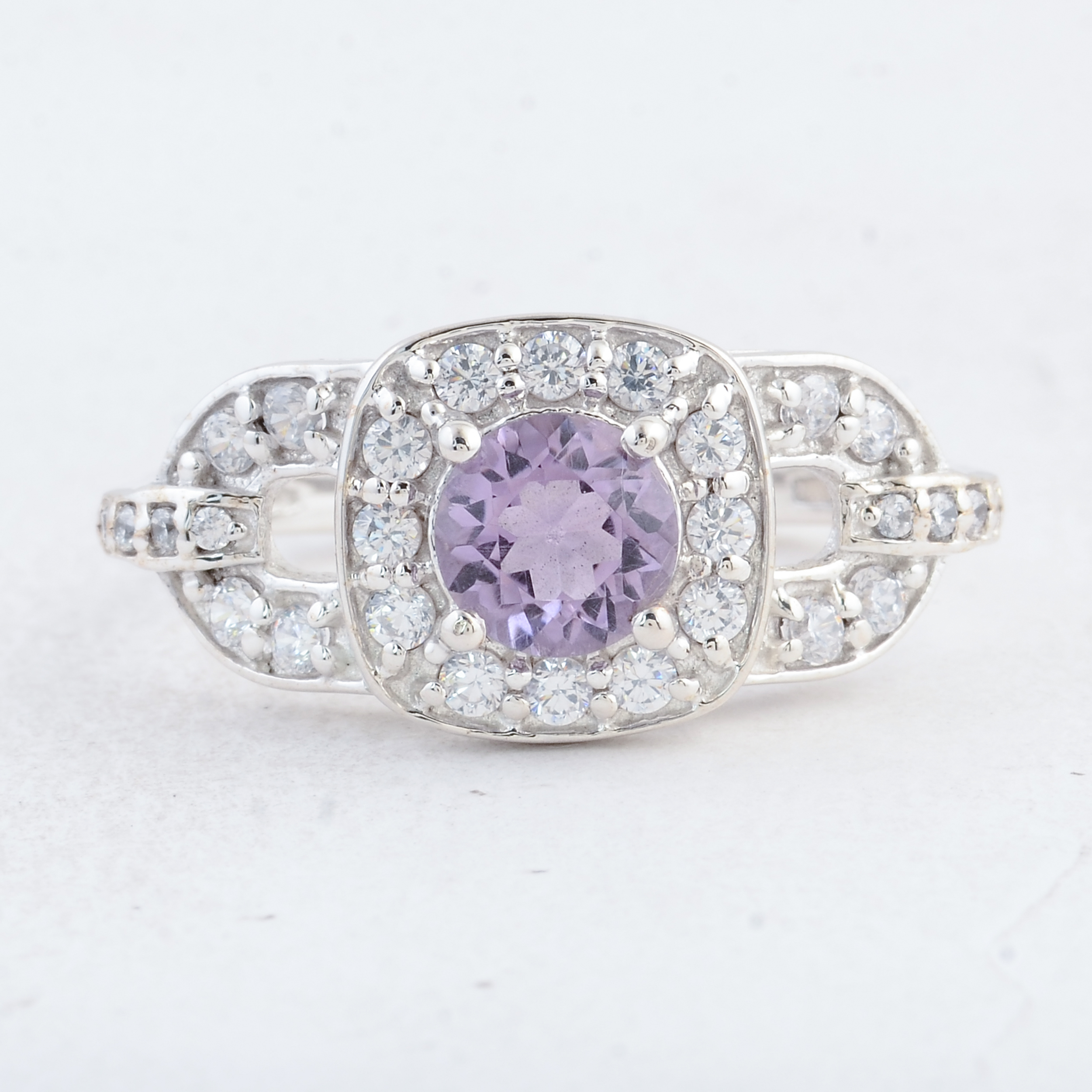 NO RESERVE 2.52 Ct Round Amethyst 925 Sterling Silver Ring