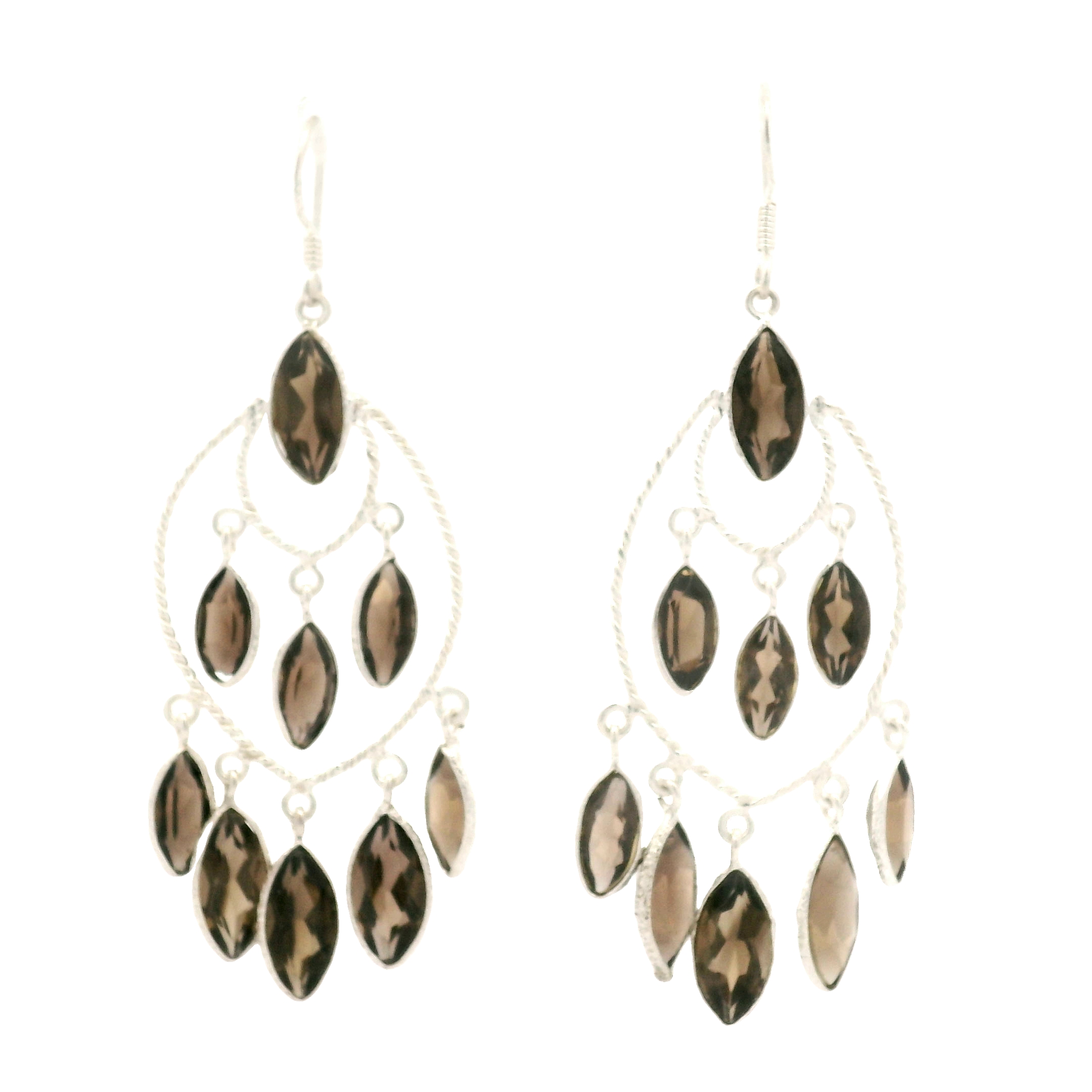 NO RESERVE 27.10 Ct Smoky Quartz 925 Sterling Silver Earrings