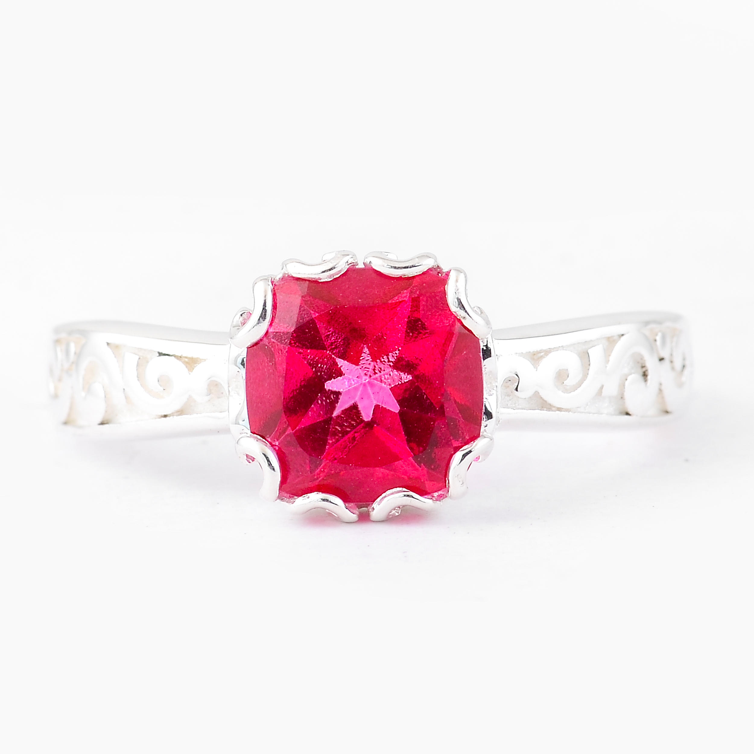 NO RESERVE 2.79 Ct Cushion Pink Topaz, 925 Sterling Silver Ring