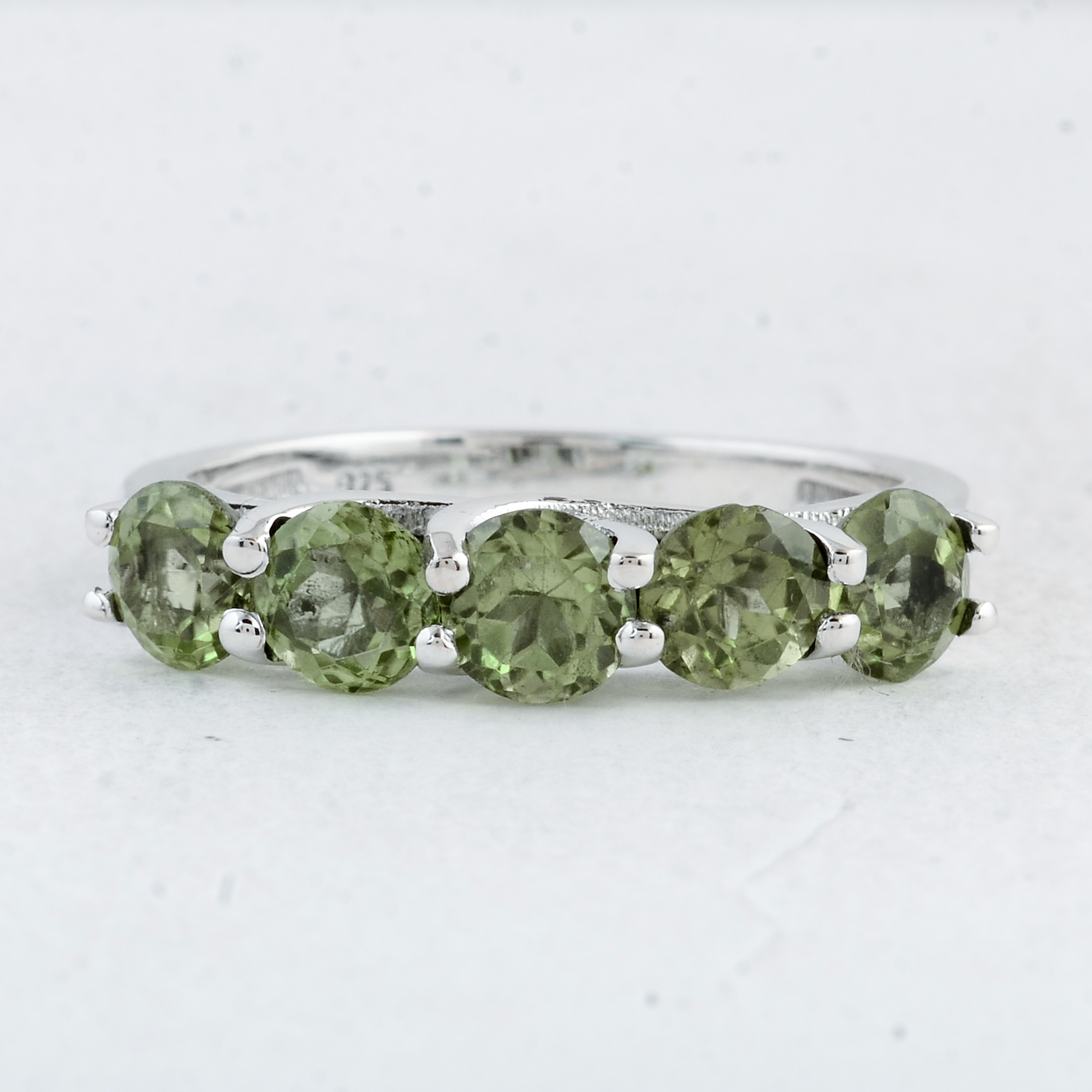 NO RESERVE 2.85 Ct Round Peridot 925 Sterling Silver Ring