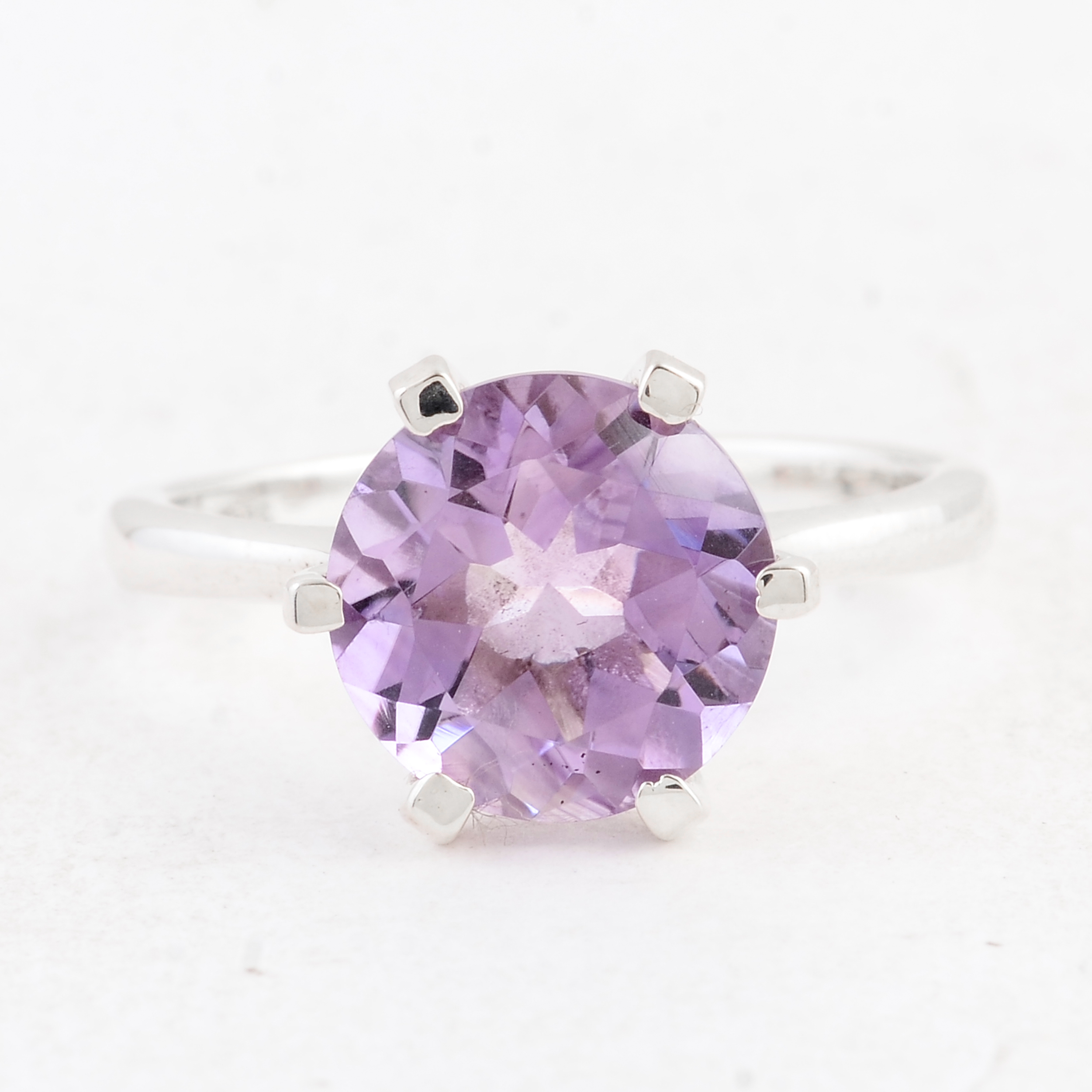 NO RESERVE 3.12 Ct Round Amethyst 925 Sterling Silver Ring