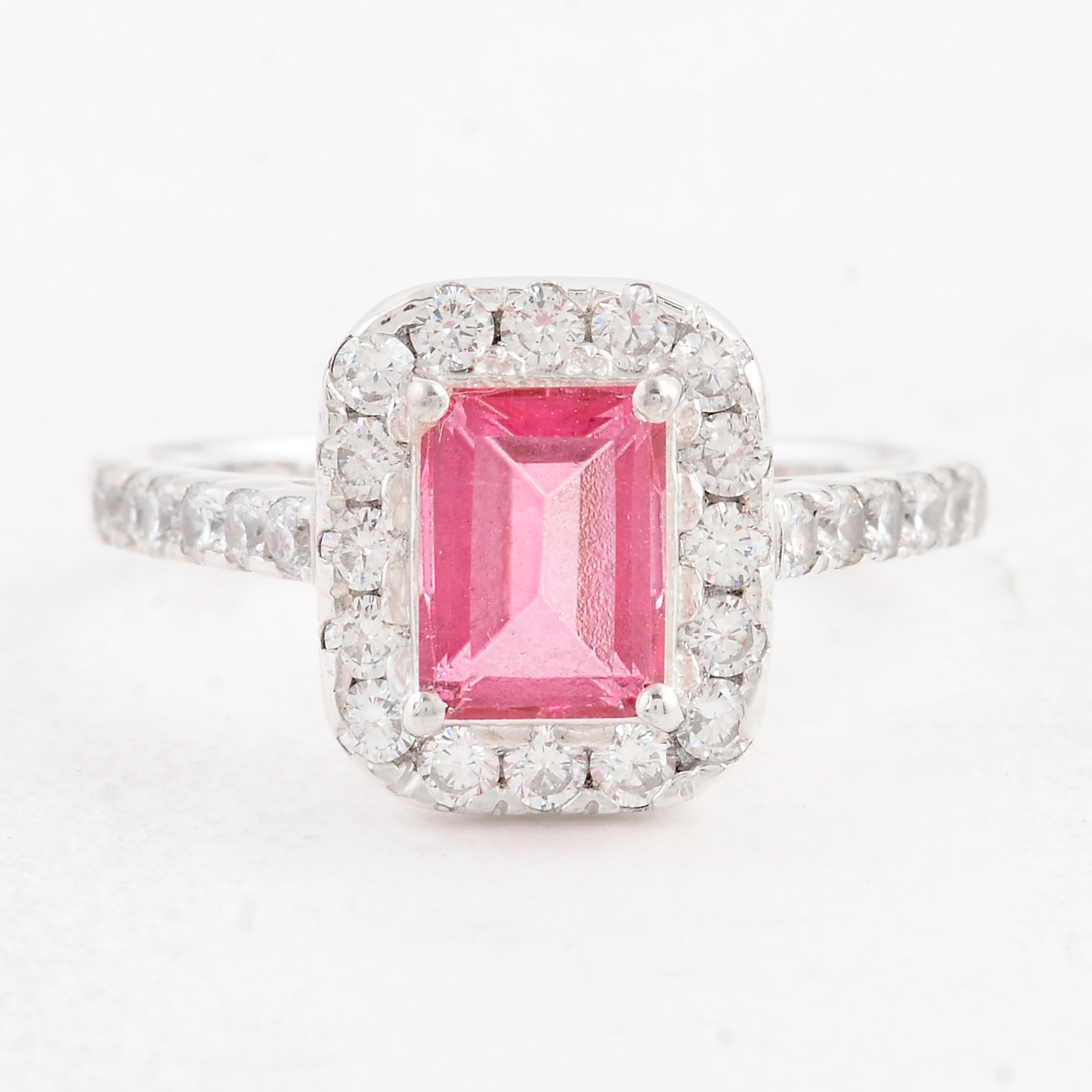 NO RESERVE 3.59 Ct Octagon Pink Topaz 925 Sterling Silver Ring