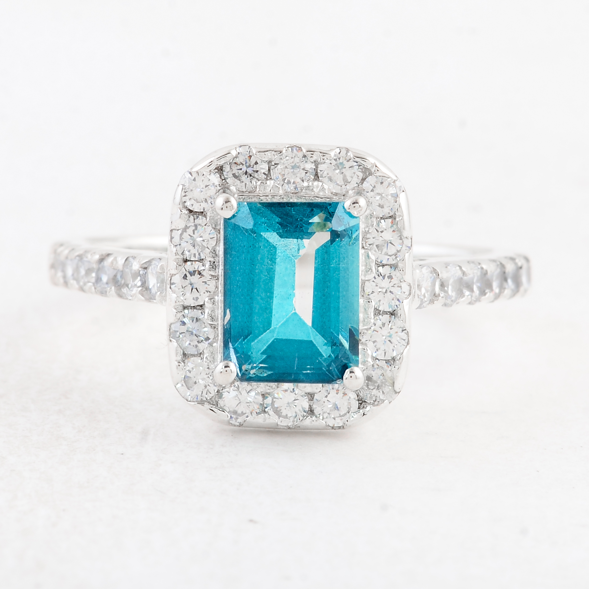 NO RESERVE 3.82 Ct Octagon Pariba Topaz 925 Sterling Silver Ring