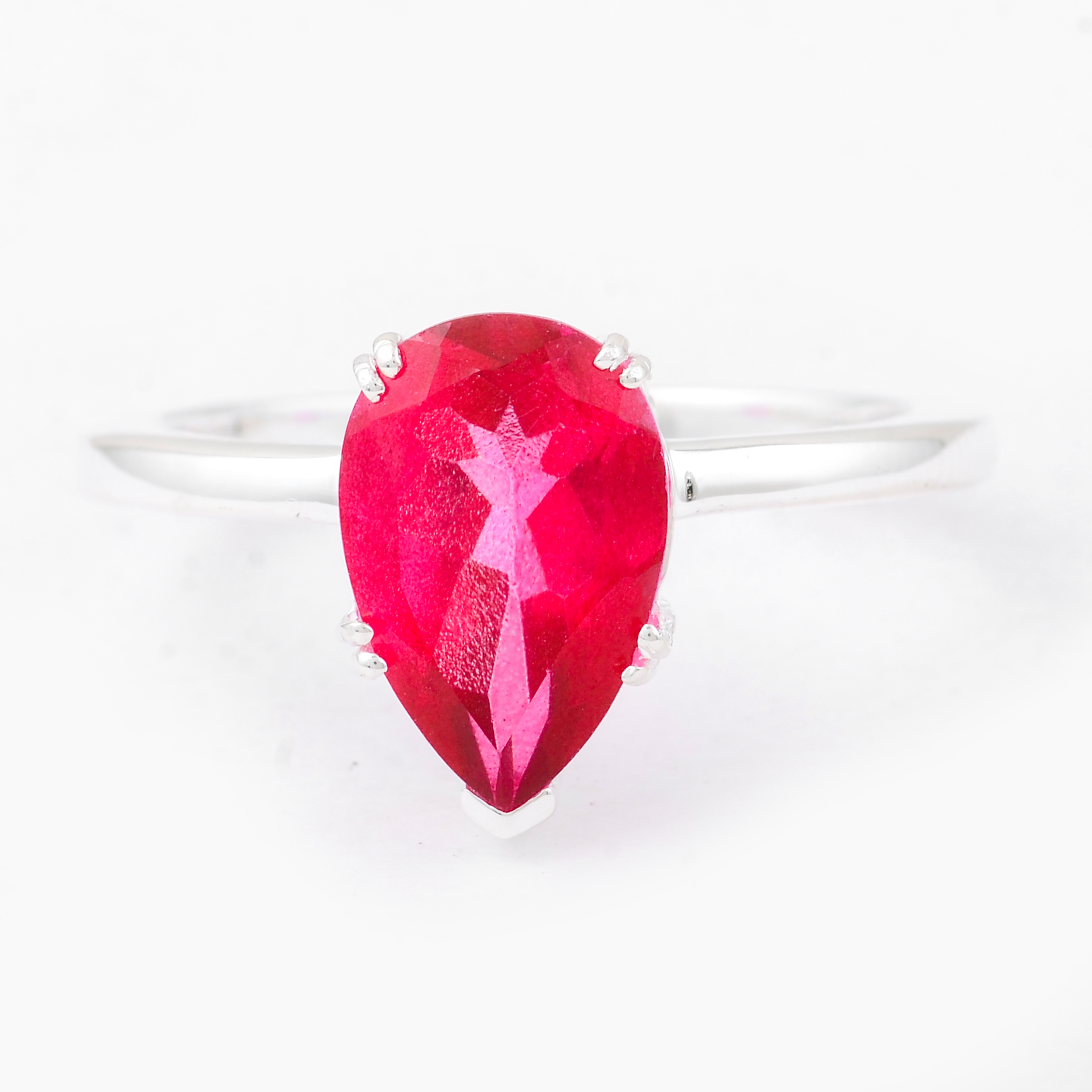 NO RESERVE 3.87 Ct Pear Pink Topaz, 925 Sterling Silver Ring