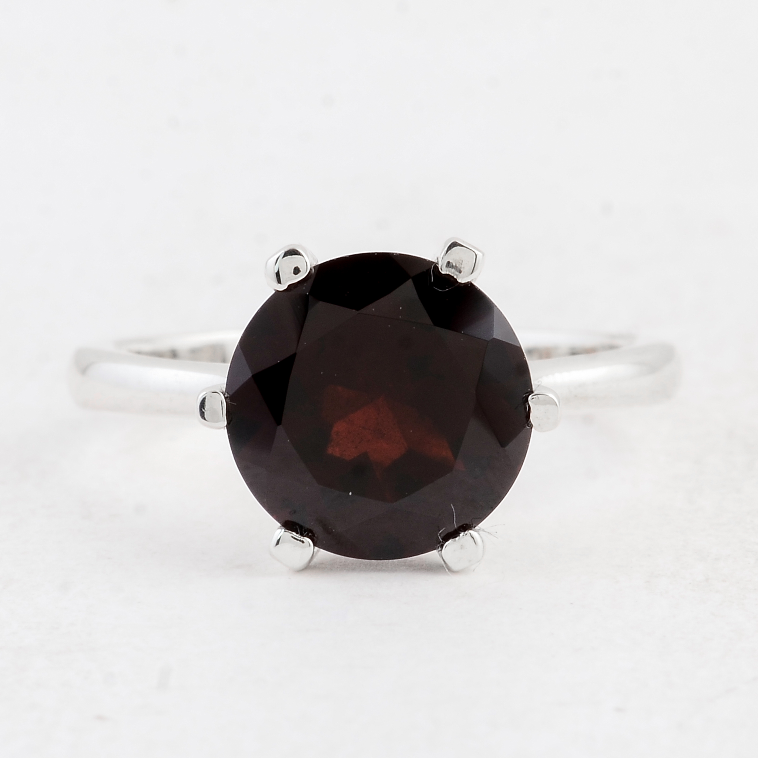 NO RESERVE 3.99 Ct Round Garnet 925 Sterling Silver Ring