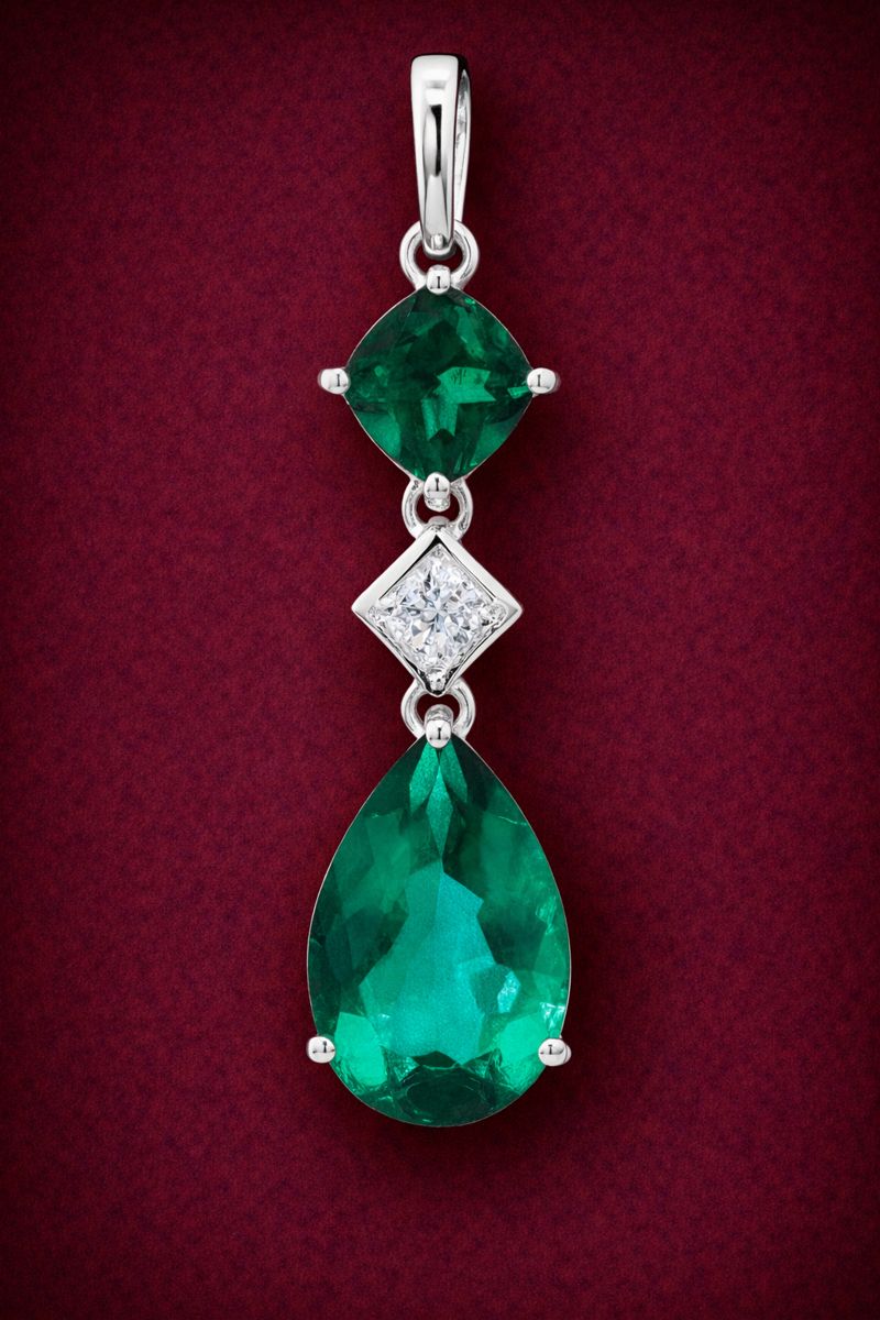 NO RESERVE 4.31 Ct Pear Green Topaz, Cubic Zirconia 925 Sterling Silver Pendant