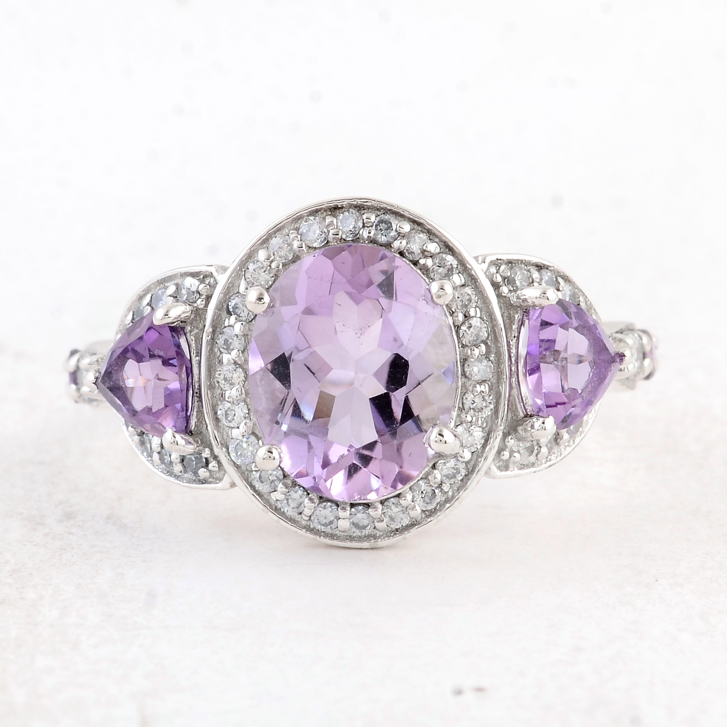 NO RESERVE 4.42 Ct Oval Amethyst 925 Sterling Silver Ring