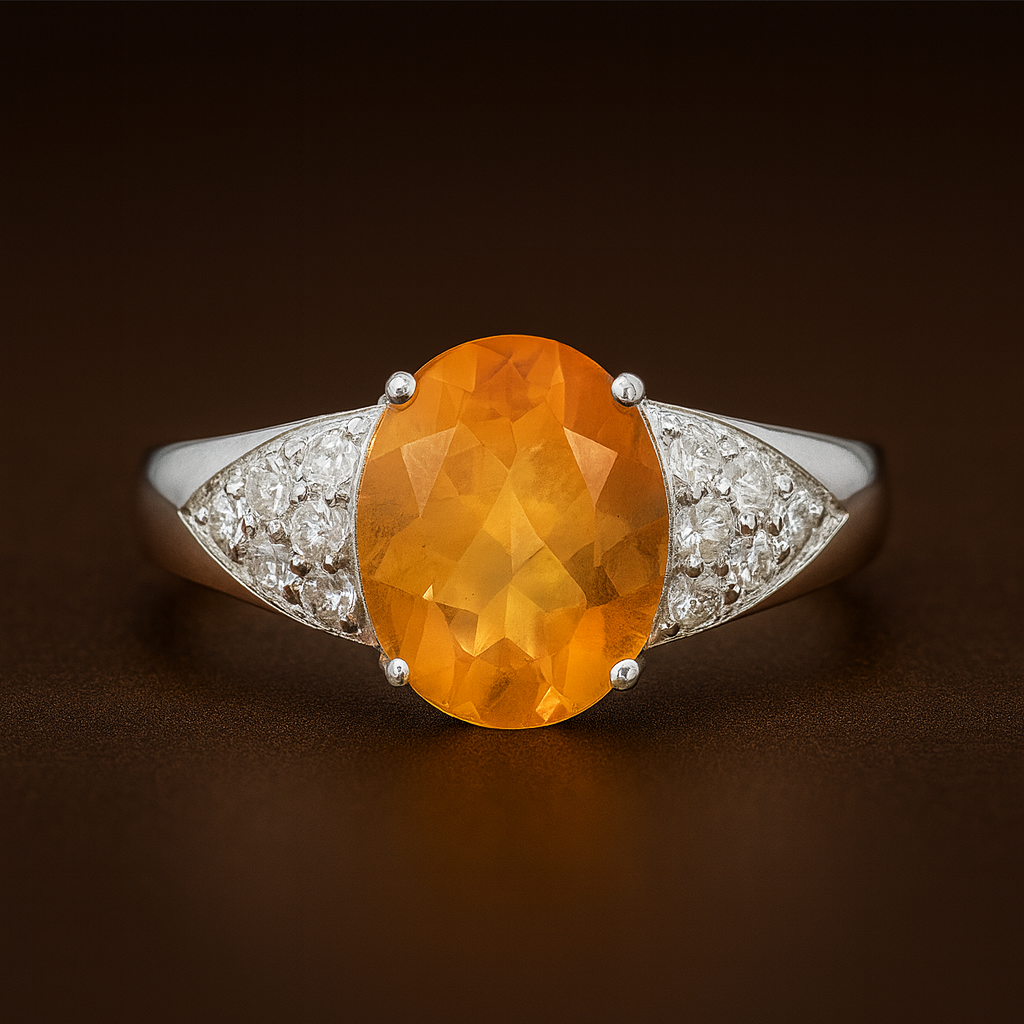 NO RESERVE 5.01 Ct Oval Citrine, Cubic Zirconia 925 Sterling Silver Ring