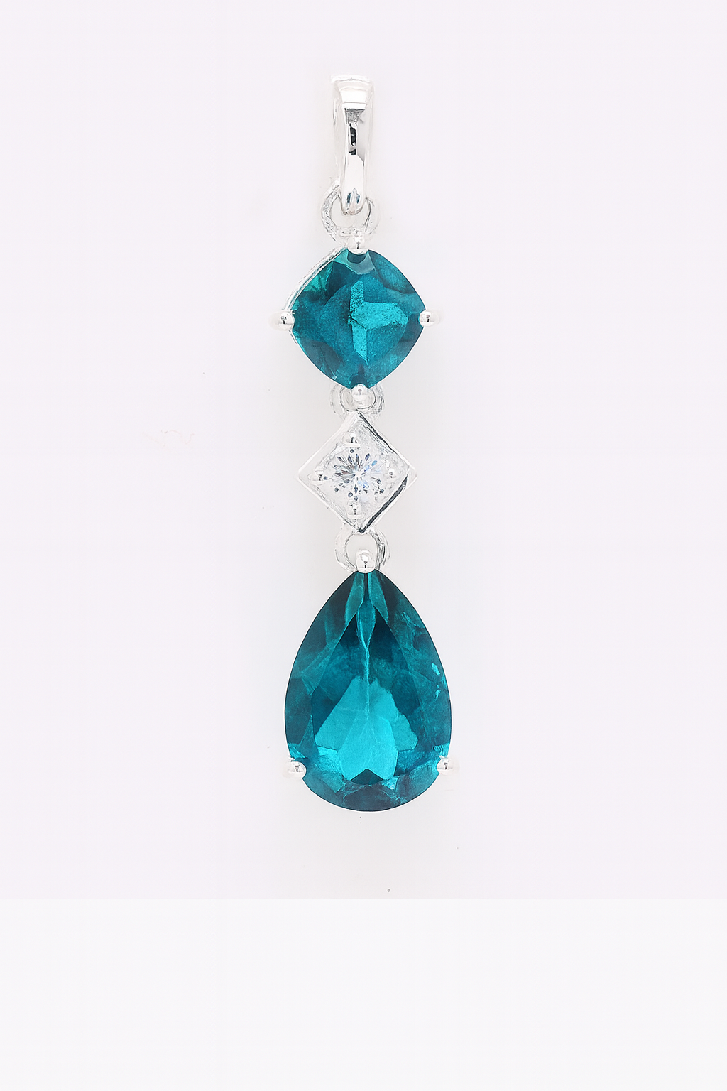 NO RESERVE 5.06 Ct Pear Paraiba Topaz, Cubic Zirconia 925 Sterling Silver Pendant