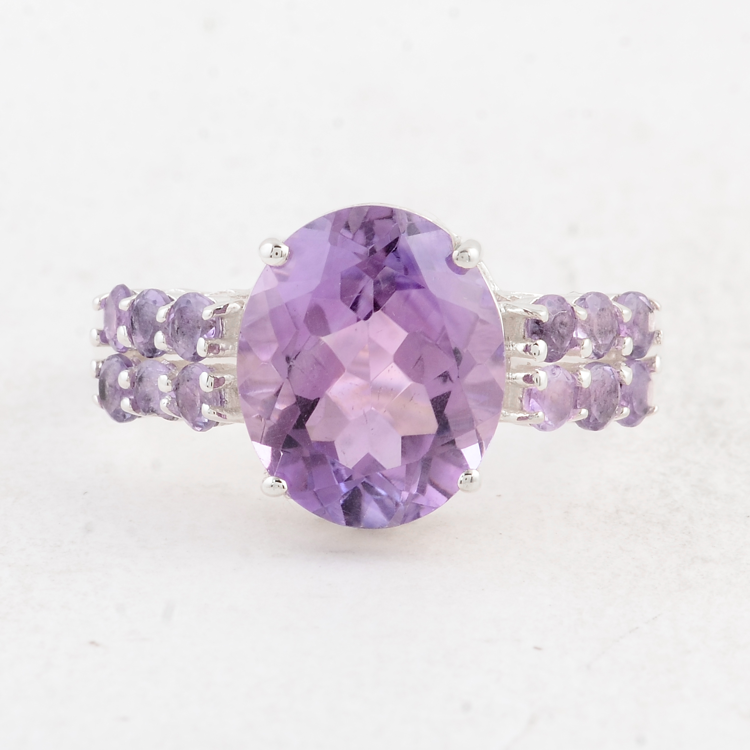 NO RESERVE 5.24 Ct Oval Amethyst 925 Sterling Silver Ring