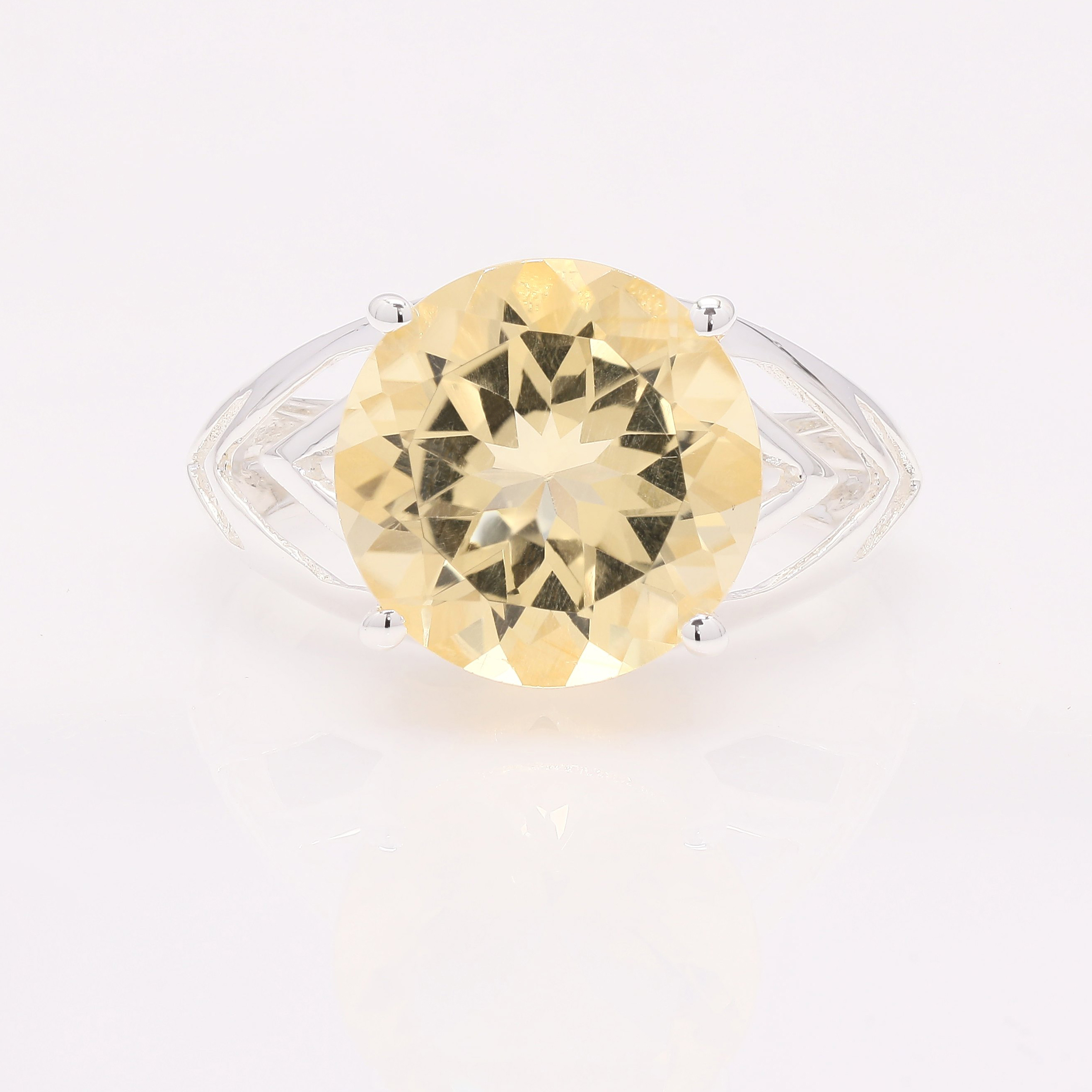 NO RESERVE 5.43 Ct Round Citrine 925 Sterling Silver Ring