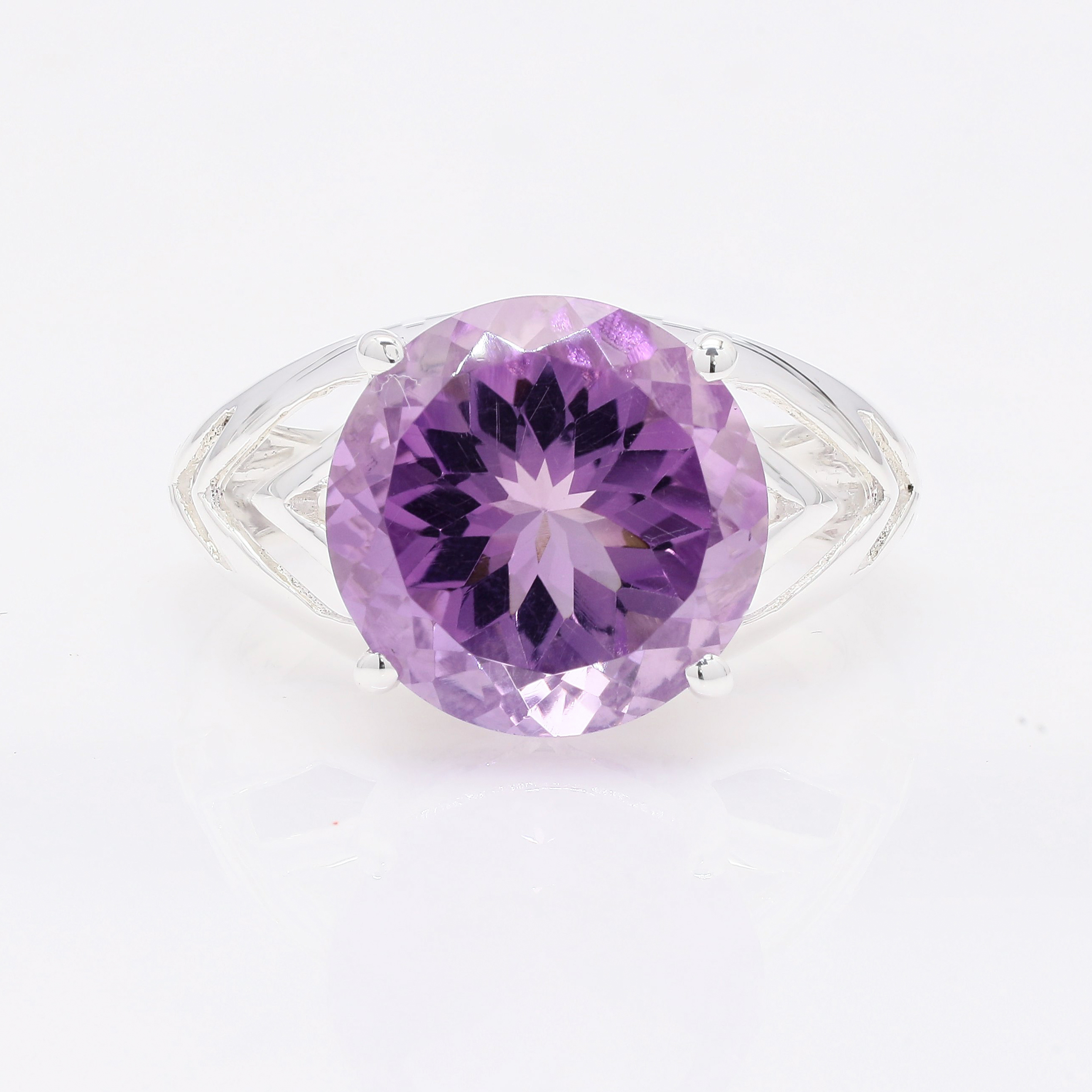 NO RESERVE 5.75 Ct Round Amethyst 925 Sterling Silver Ring