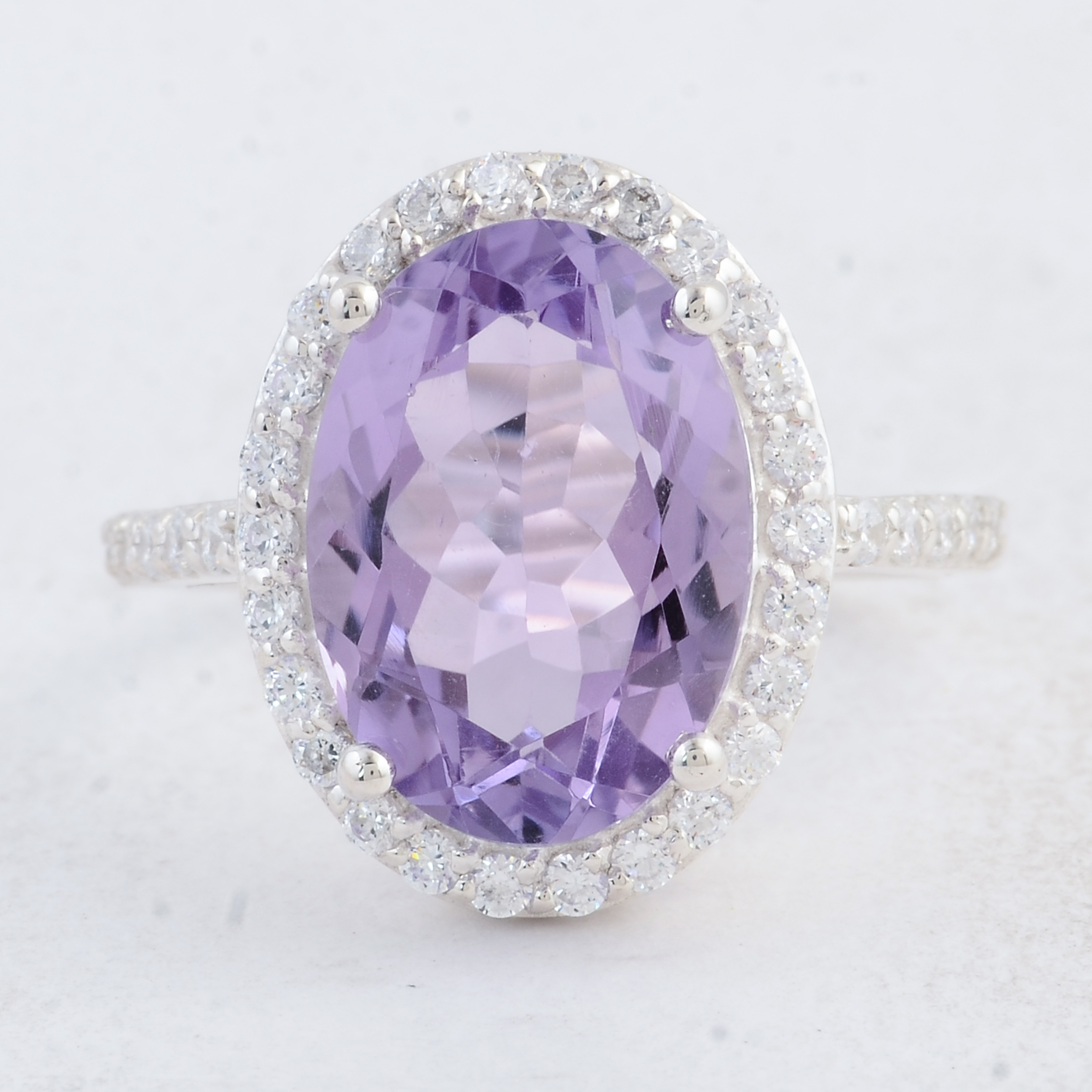 NO RESERVE 6.34 Ct Oval Amethyst 925 Sterling Silver Ring