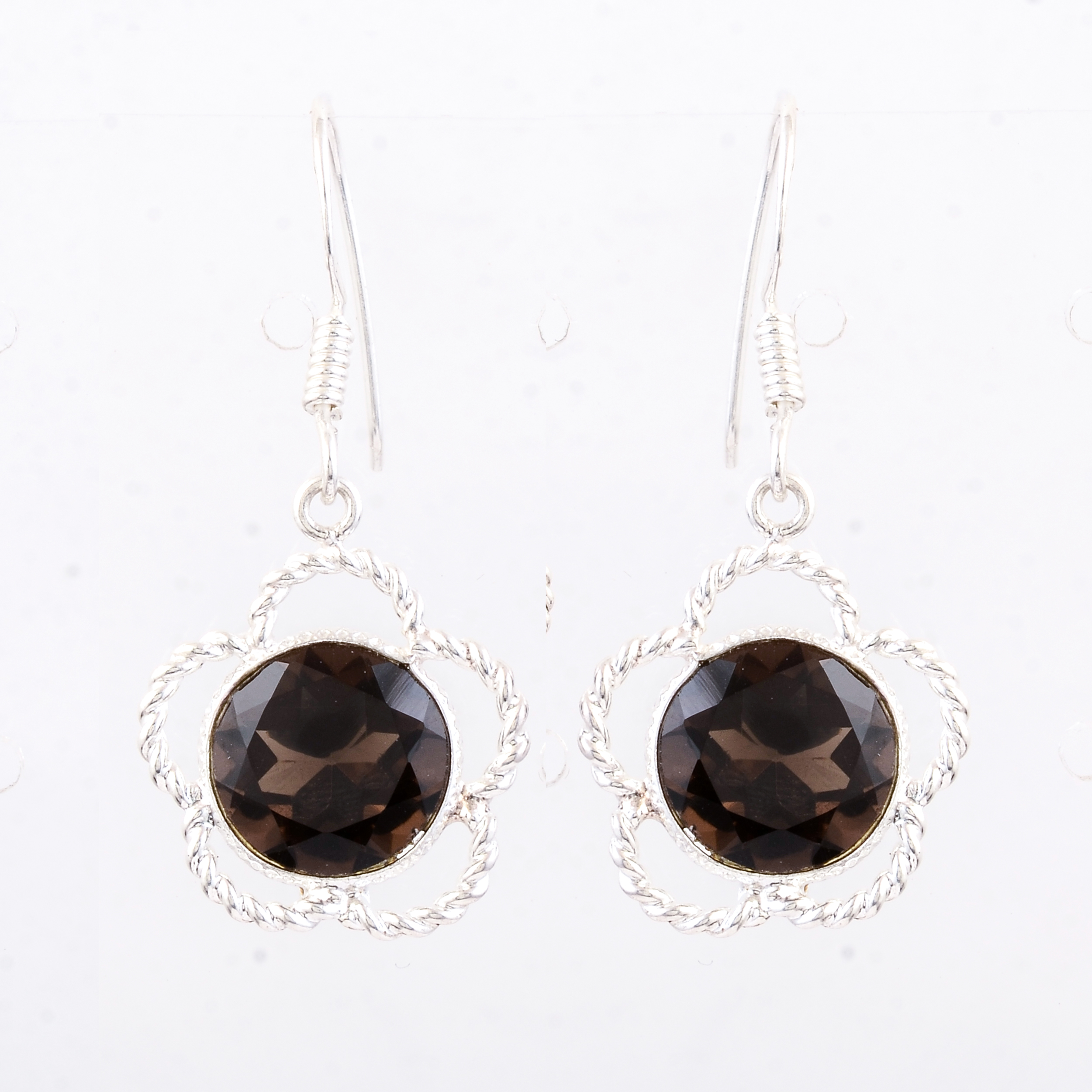 NO RESERVE 6.63 Ct Smoky Quartz 925 Sterling Silver Earrings