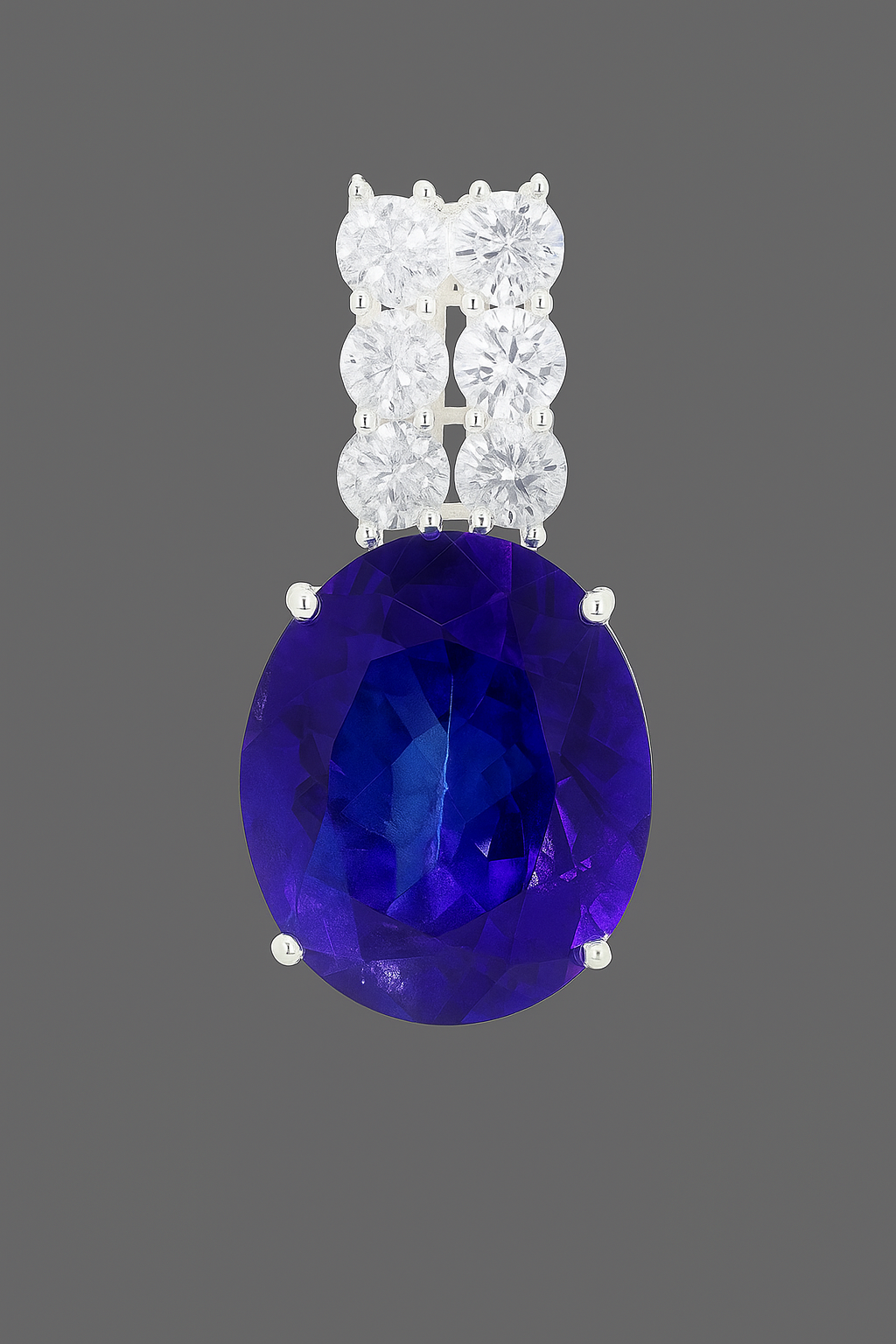 NO RESERVE 6.86 Ct Oval Tz Color Topaz, Cubic Zirconia 925 Sterling Silver Pendant