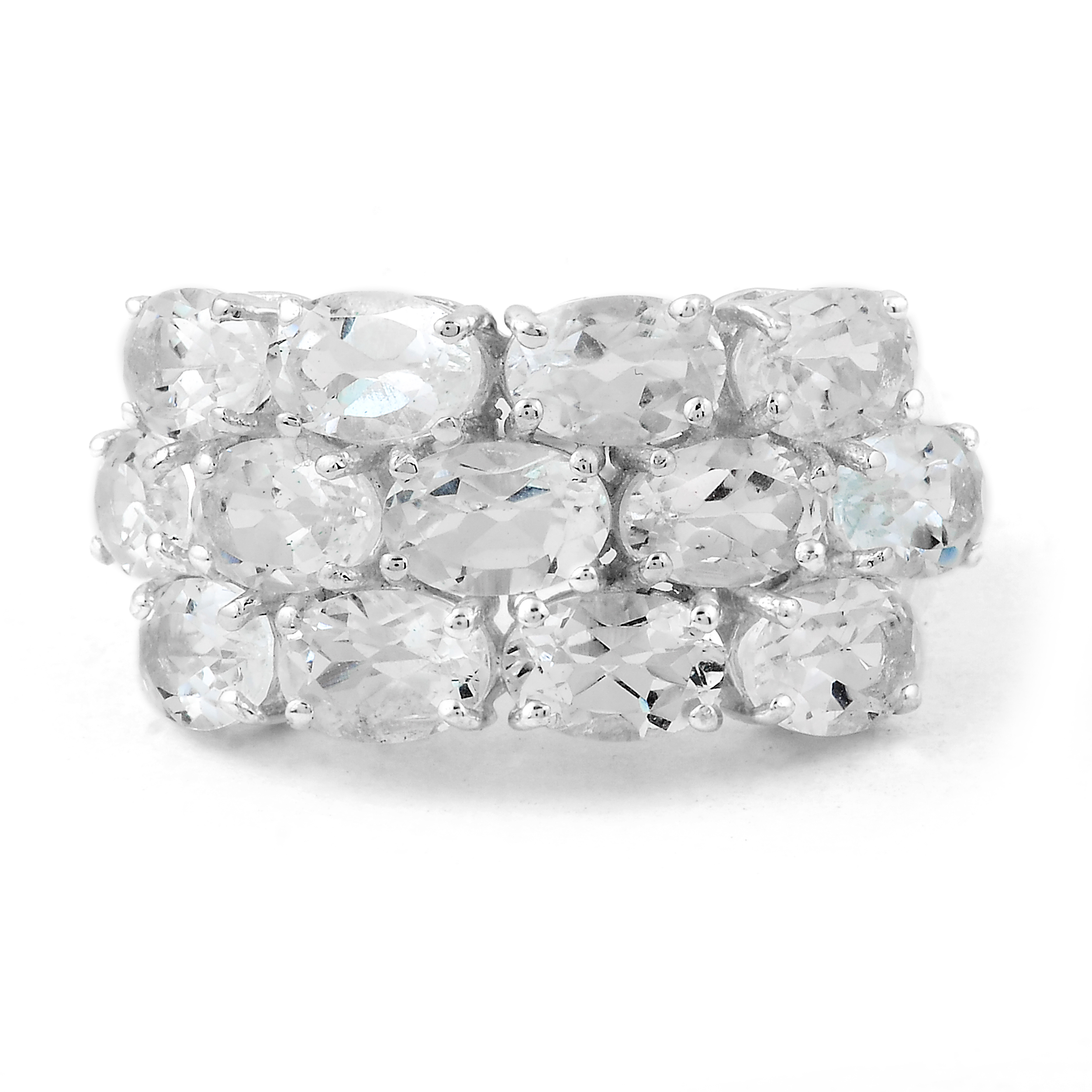 NO RESERVE 7.45 Ct Oval White Topaz, 925 Sterling Silver Ring