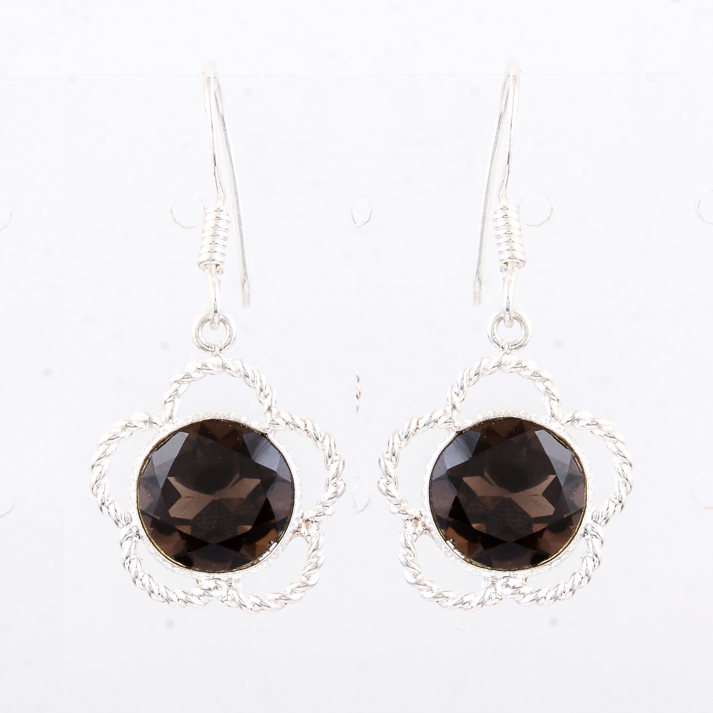 NO RESERVE 7.45 Ct Smoky Quartz 925 Sterling Silver Earrings