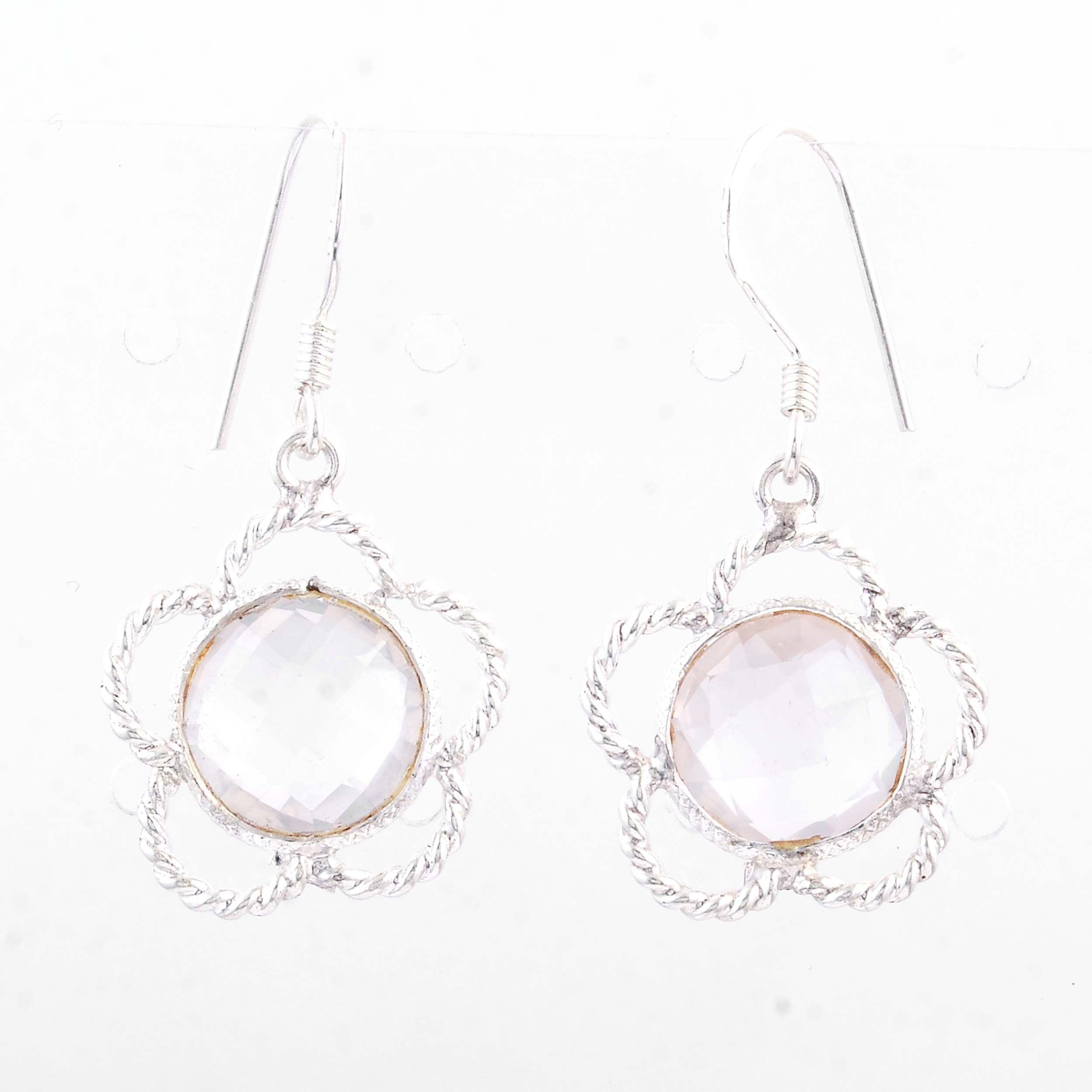 NO RESERVE 7.75 Ct Rose Quartz 925 Sterling Silver Earrings