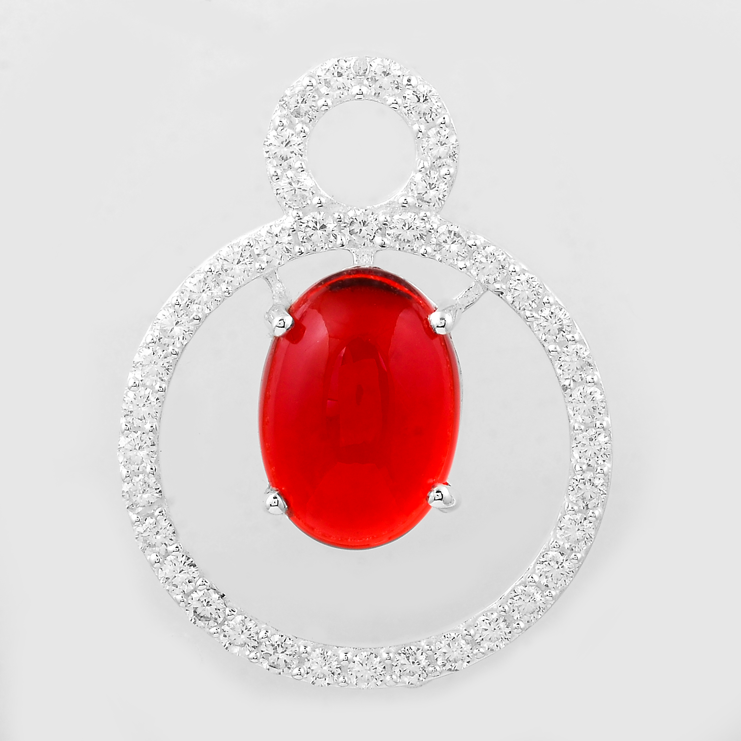 NO RESERVE 7.76 Ct Oval Cr Ruby, Cubic Zirconia, 925 Sterling Silver Pendant