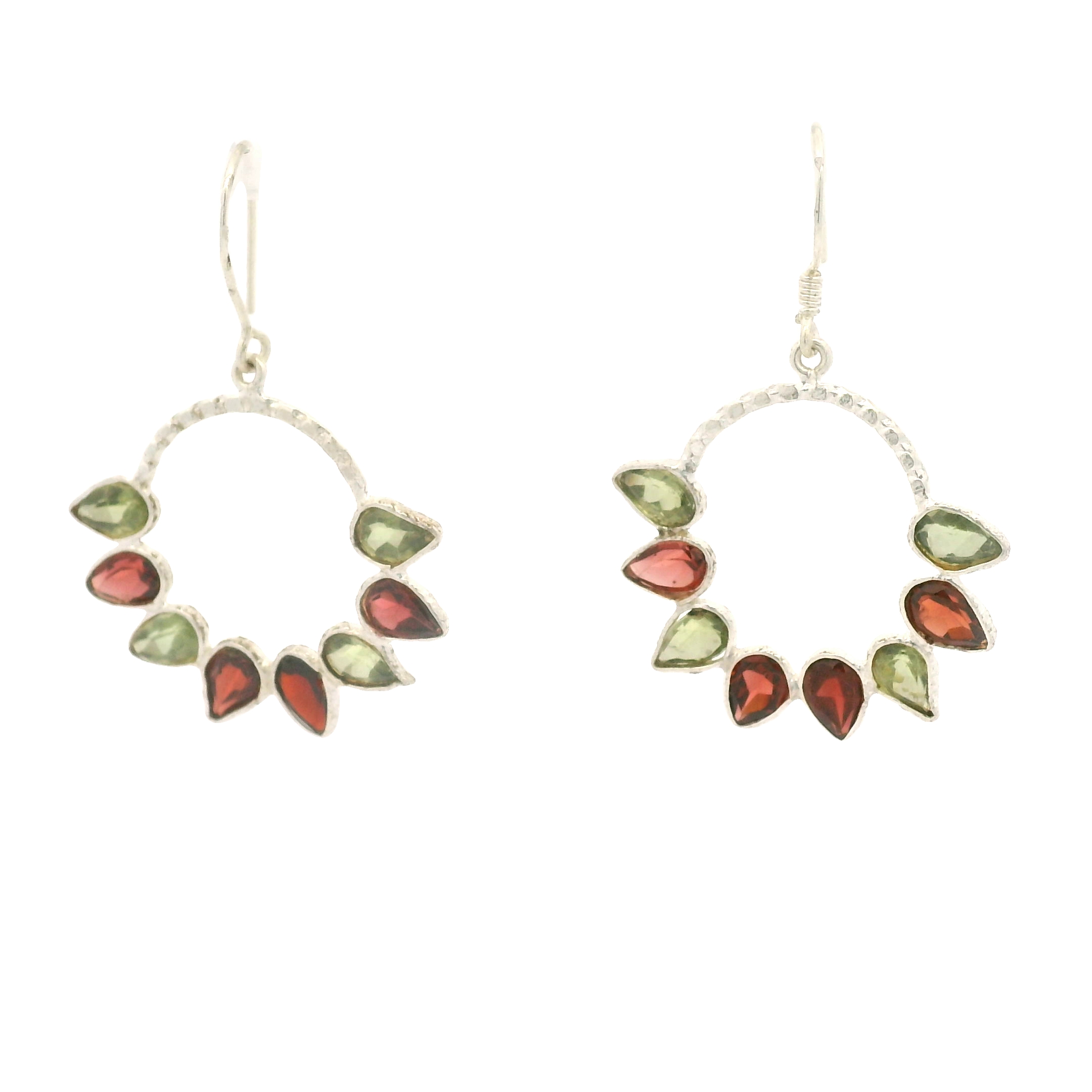 NO RESERVE 8.25 Ct Peridot, Garnet 925 Sterling Silver Earrings