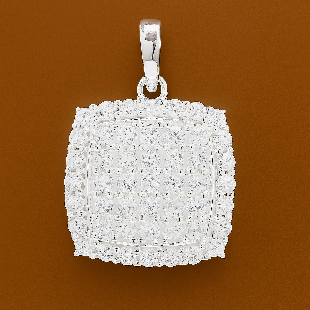 NO RESERVE 8.30 Ct Round Cubic Zirconia 925 Sterling Silver Pendant