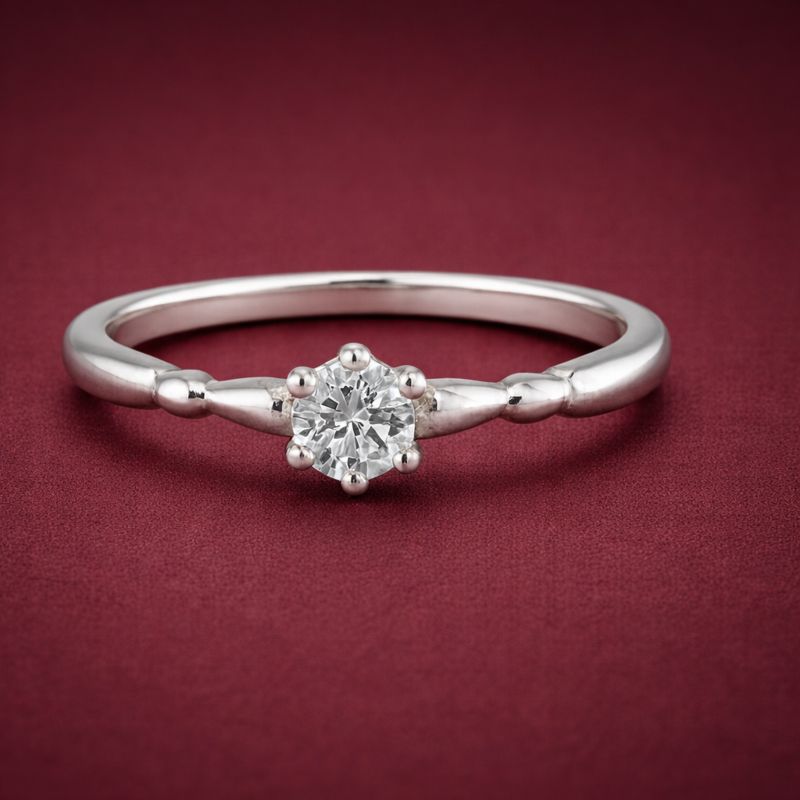 No Reserve 925 Sterling Silver 0.63 Ct Cubic Zirconia Ring 6.5 US Ring Size