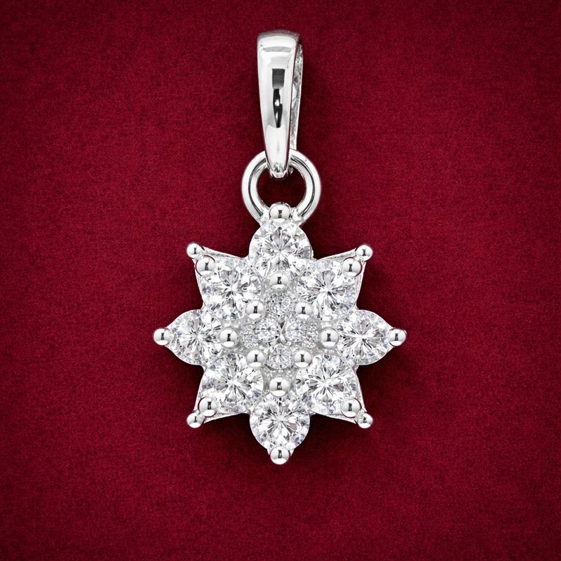 No Reserve 925 Sterling Silver 0.74 Ct Round Cubic Zirconia Pendant