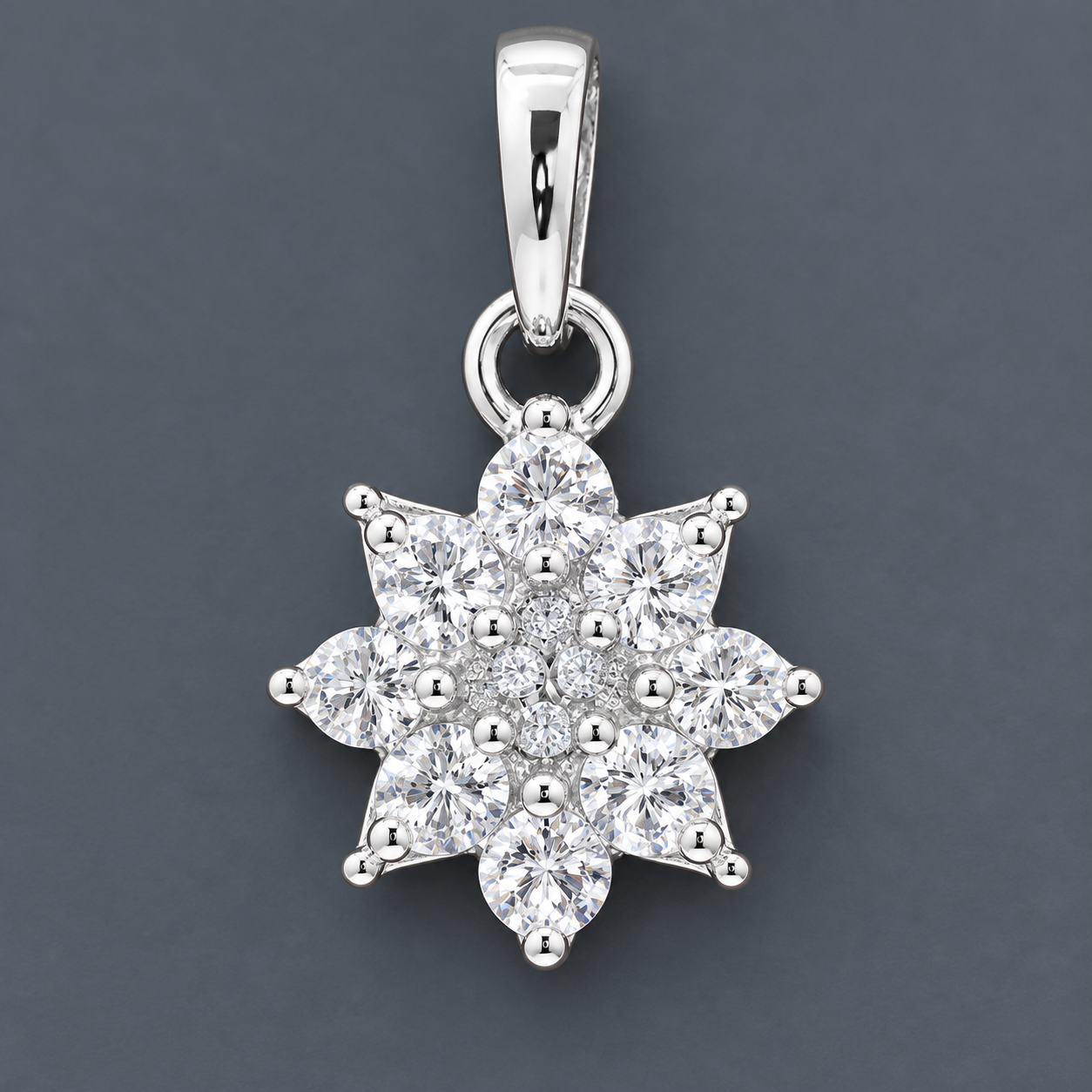 No Reserve 925 Sterling Silver 0.74 Ct Round Cubic Zirconia Pendant