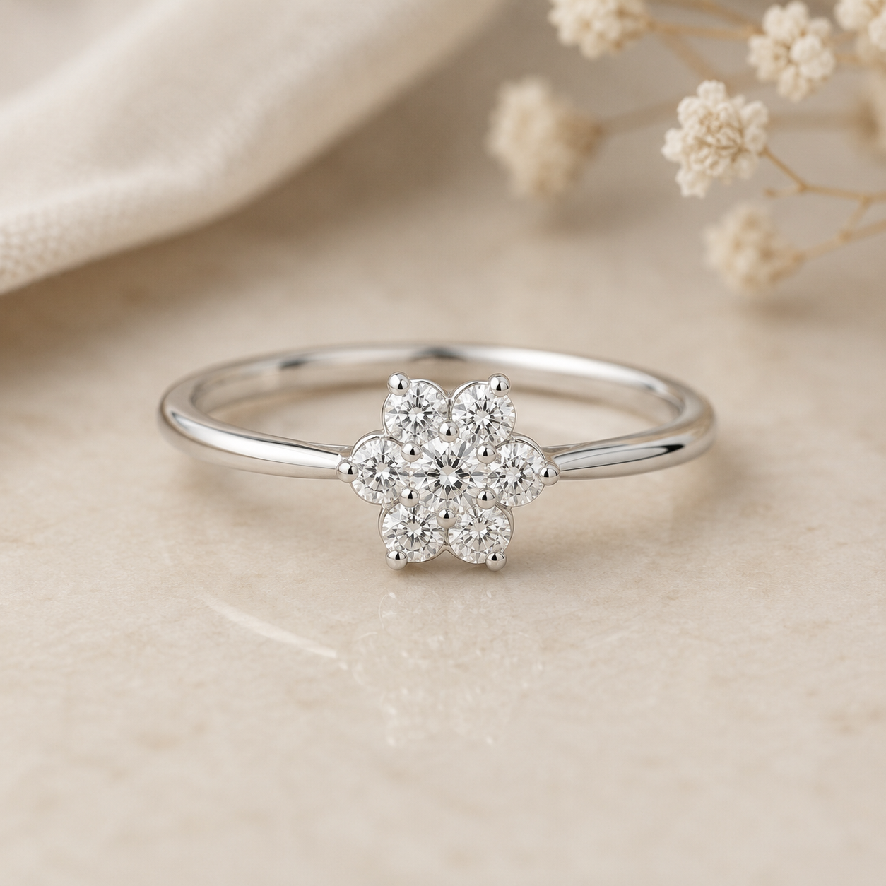 No Reserve 925 Sterling Silver 0.90 Ct Cubic Zirconia Ring 5 US Ring Size