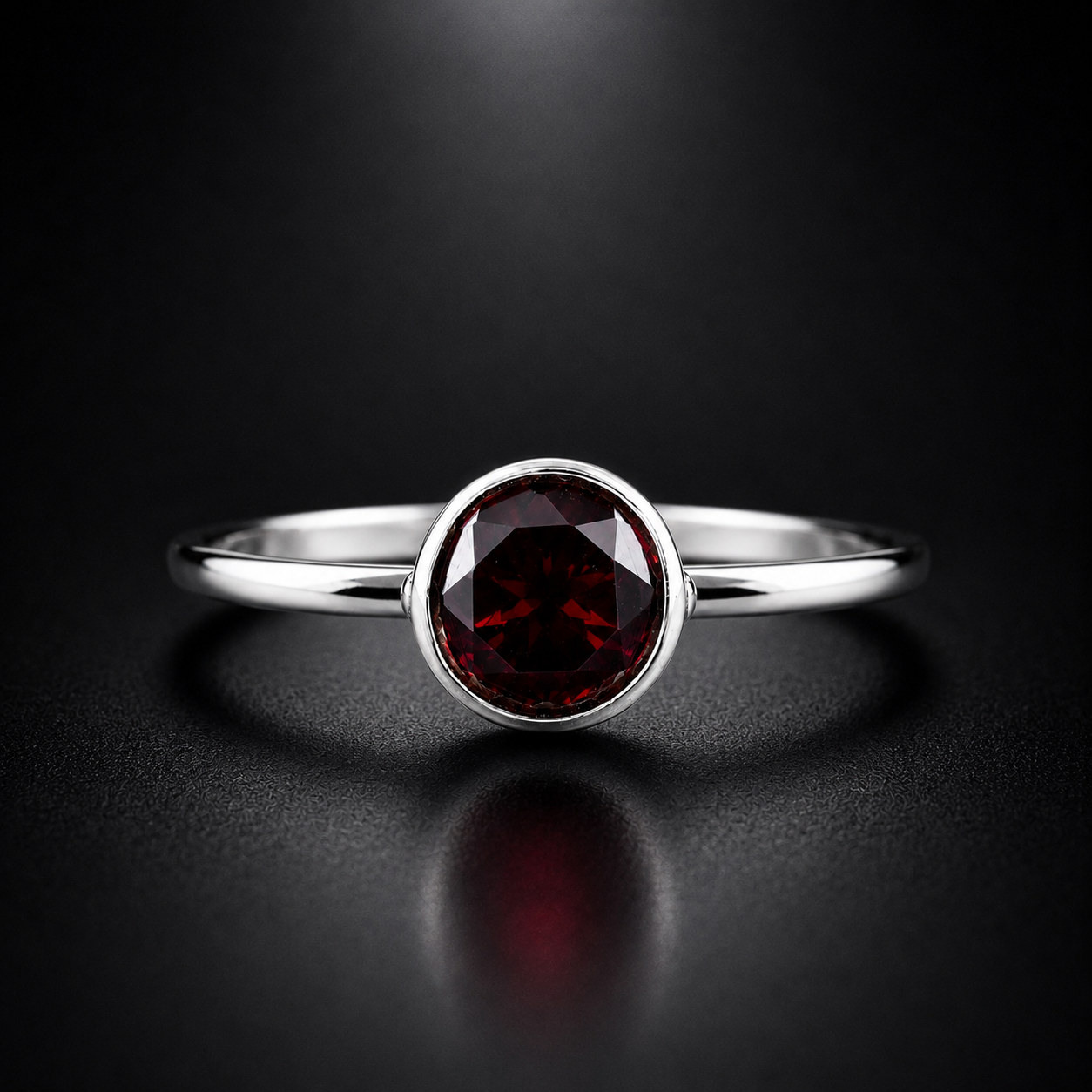 No Reserve 925 Sterling Silver 0.92 Ct Round Garnet Ring 7 US Ring Size