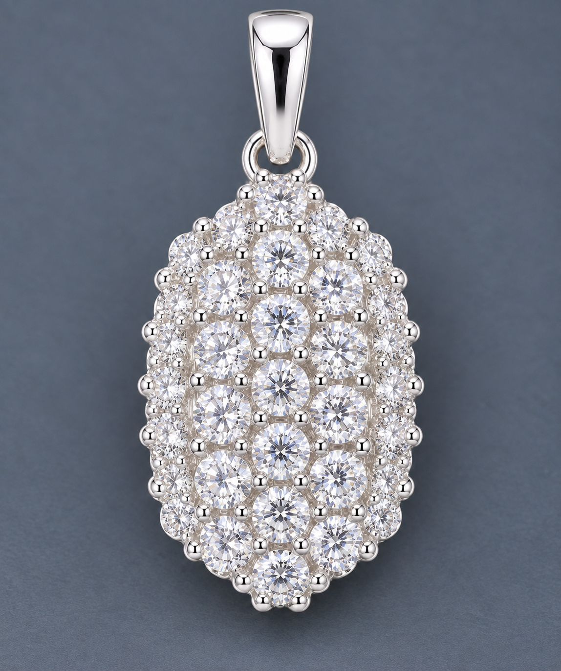 No Reserve 925 Sterling Silver 0.95 Ct Round Cubic Zirconia Pendant