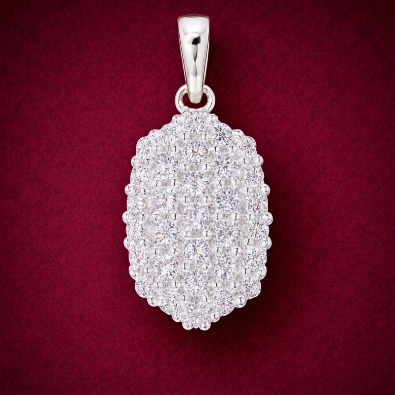No Reserve 925 Sterling Silver 0.95 Ct Round Cubic Zirconia Pendant