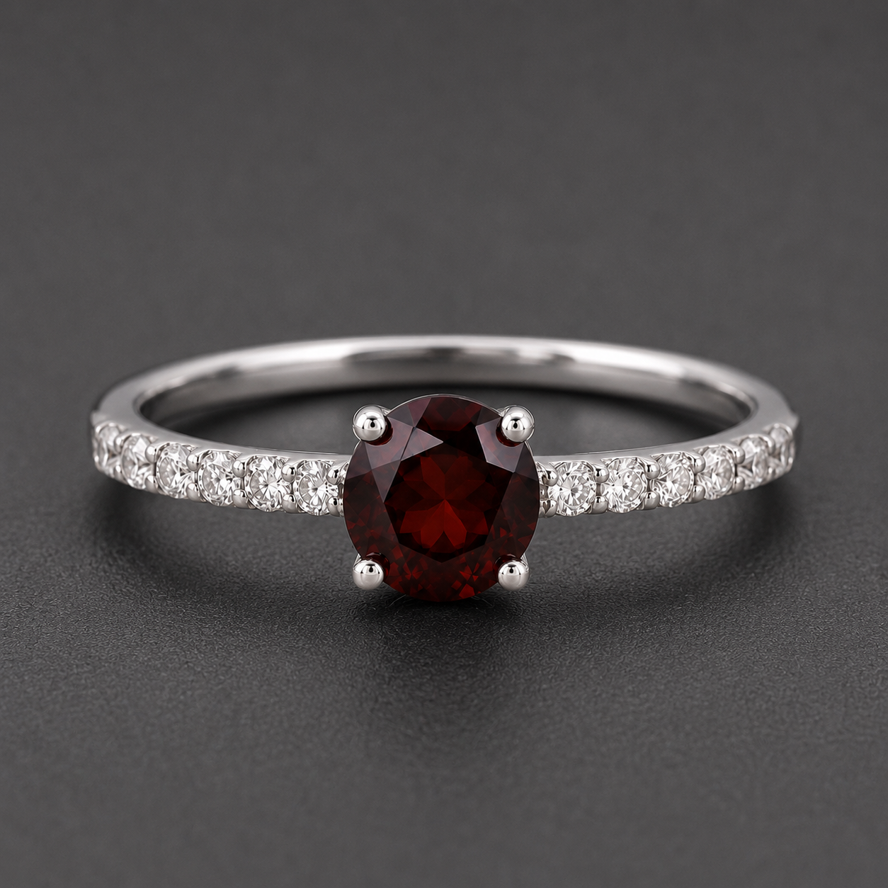 No Reserve 925 Sterling Silver 1.00 Ct Round Garnet Cubic Zirconia Ring 7 US Ring Size