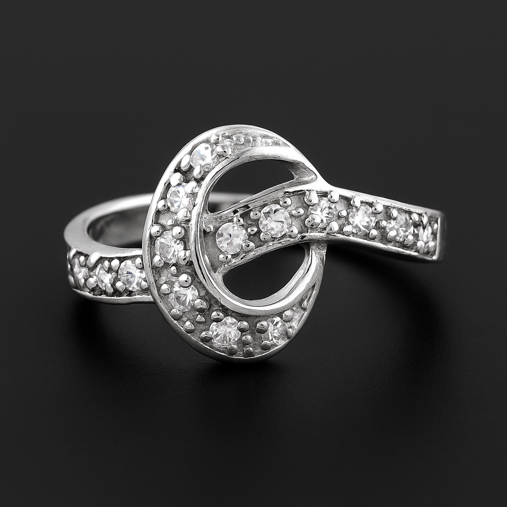 No Reserve 925 Sterling Silver 1.10 Ct Cubic Zirconia Ring 7 US Ring Size