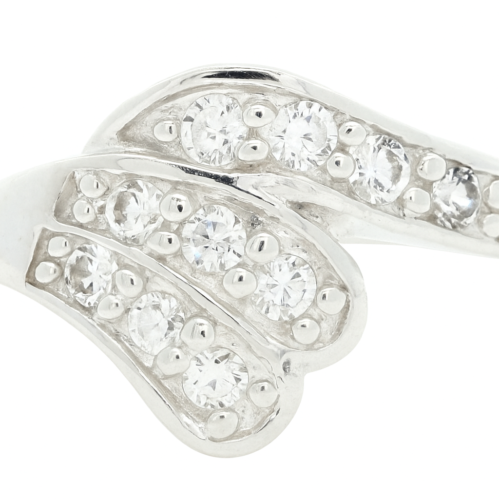 No Reserve 925 Sterling Silver 1.14 Ct Cubic Zirconia Ring 7 US Ring Size