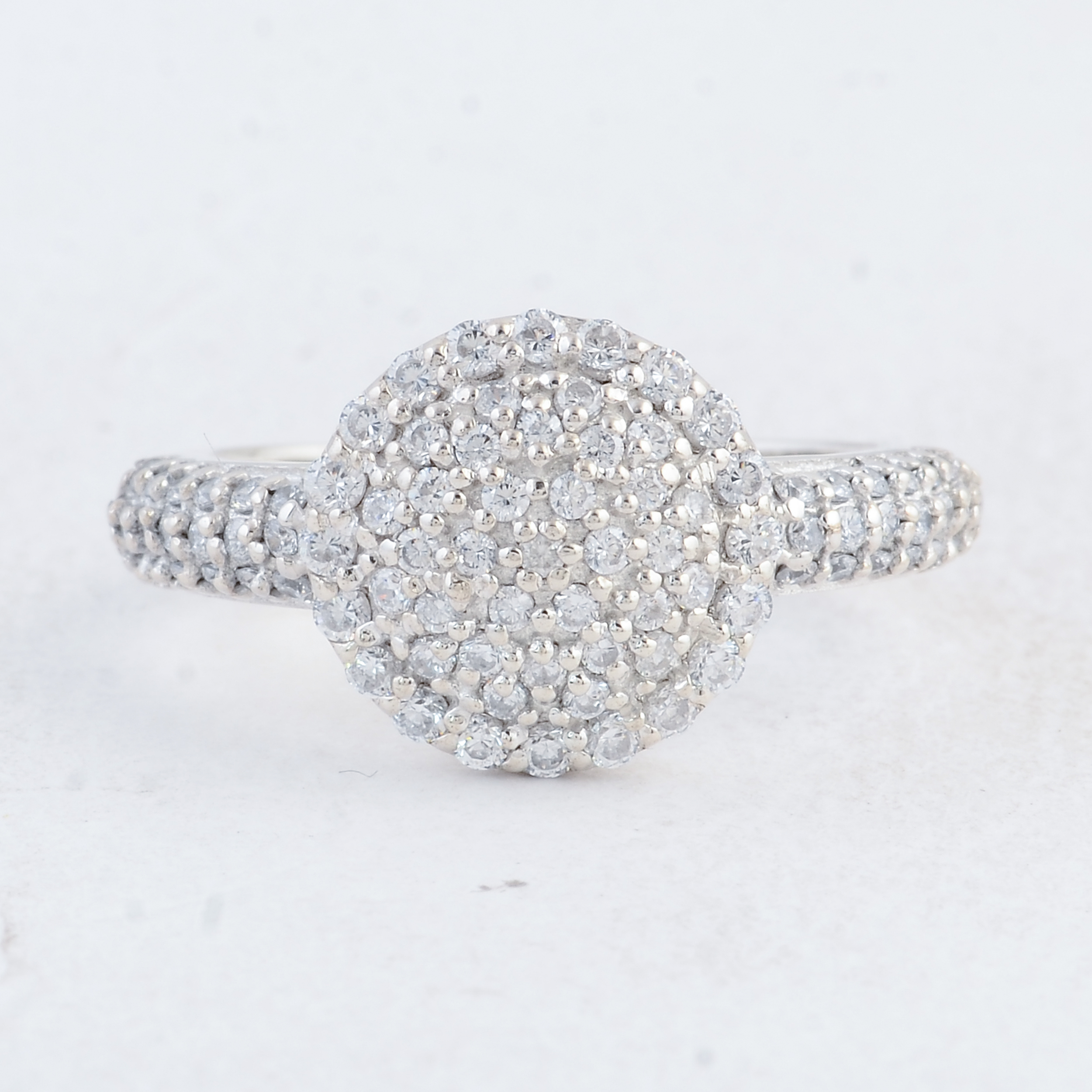 NO RESERVE 925 Sterling Silver 1.14 Ct Round Cubic Zirconia Ring 7 US Ring Size