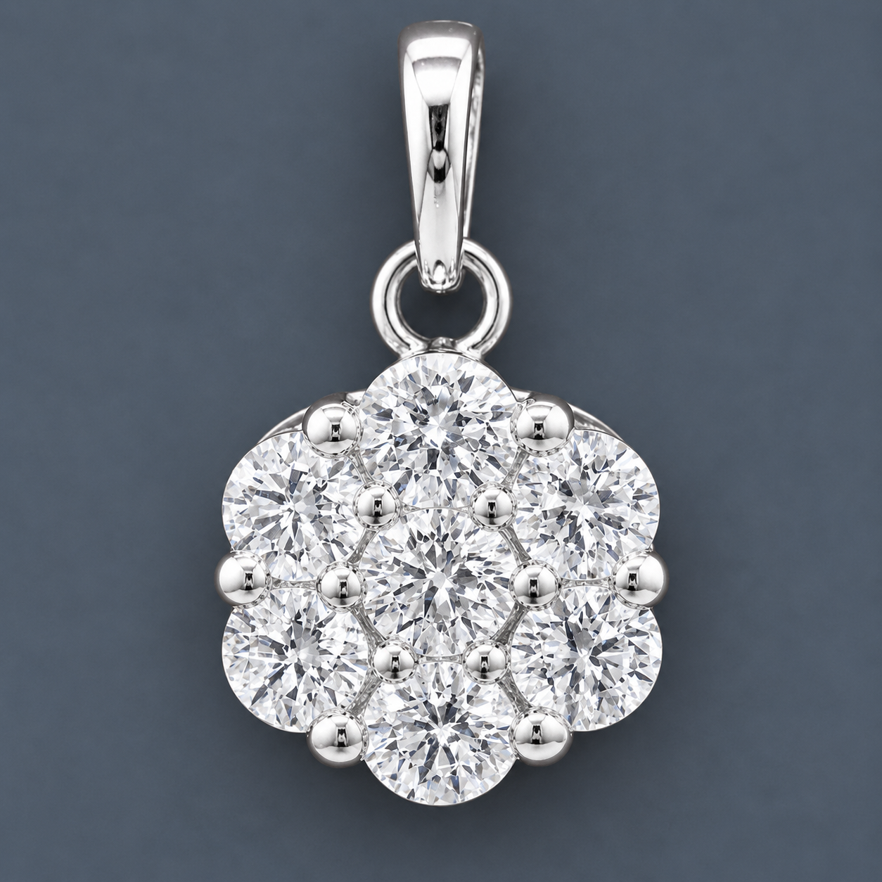 No Reserve 925 Sterling Silver 1.20 Ct Round Cubic Zirconia Pendant