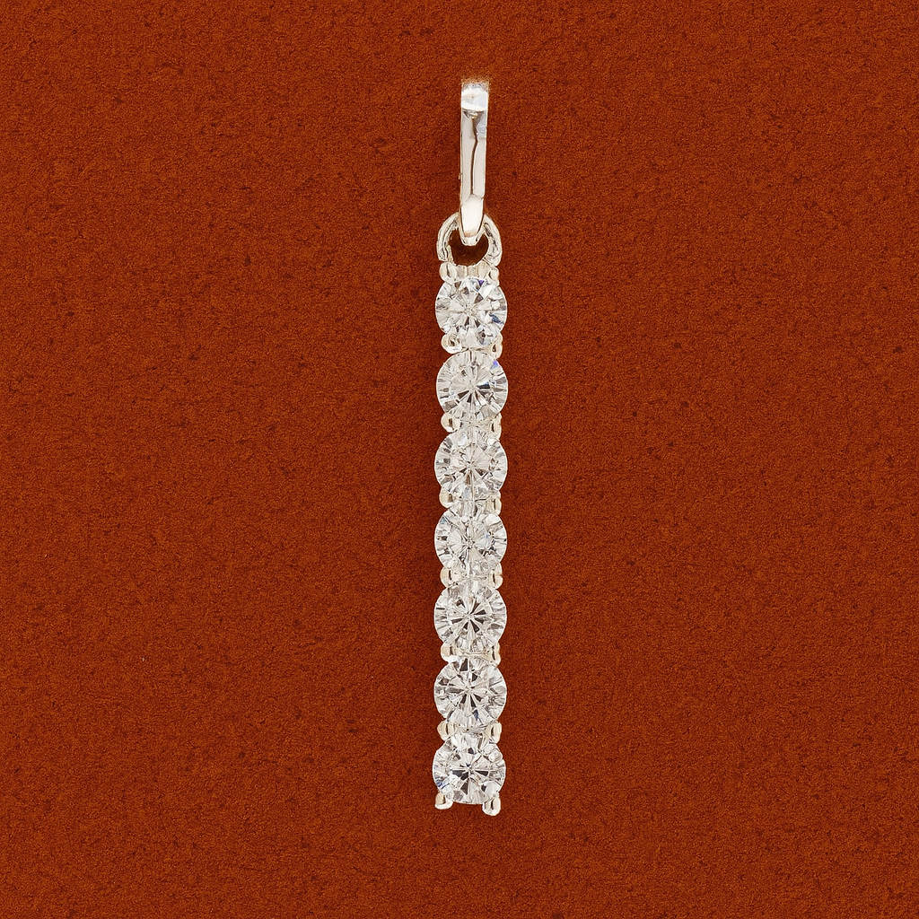 No Reserve 925 Sterling Silver 1.20 Ct Round Cubic Zirconia Pendant