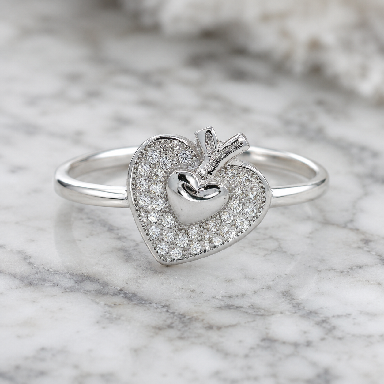 No Reserve 925 Sterling Silver 1.21 Ct Cubic Zirconia Ring 6.5 US Ring Size