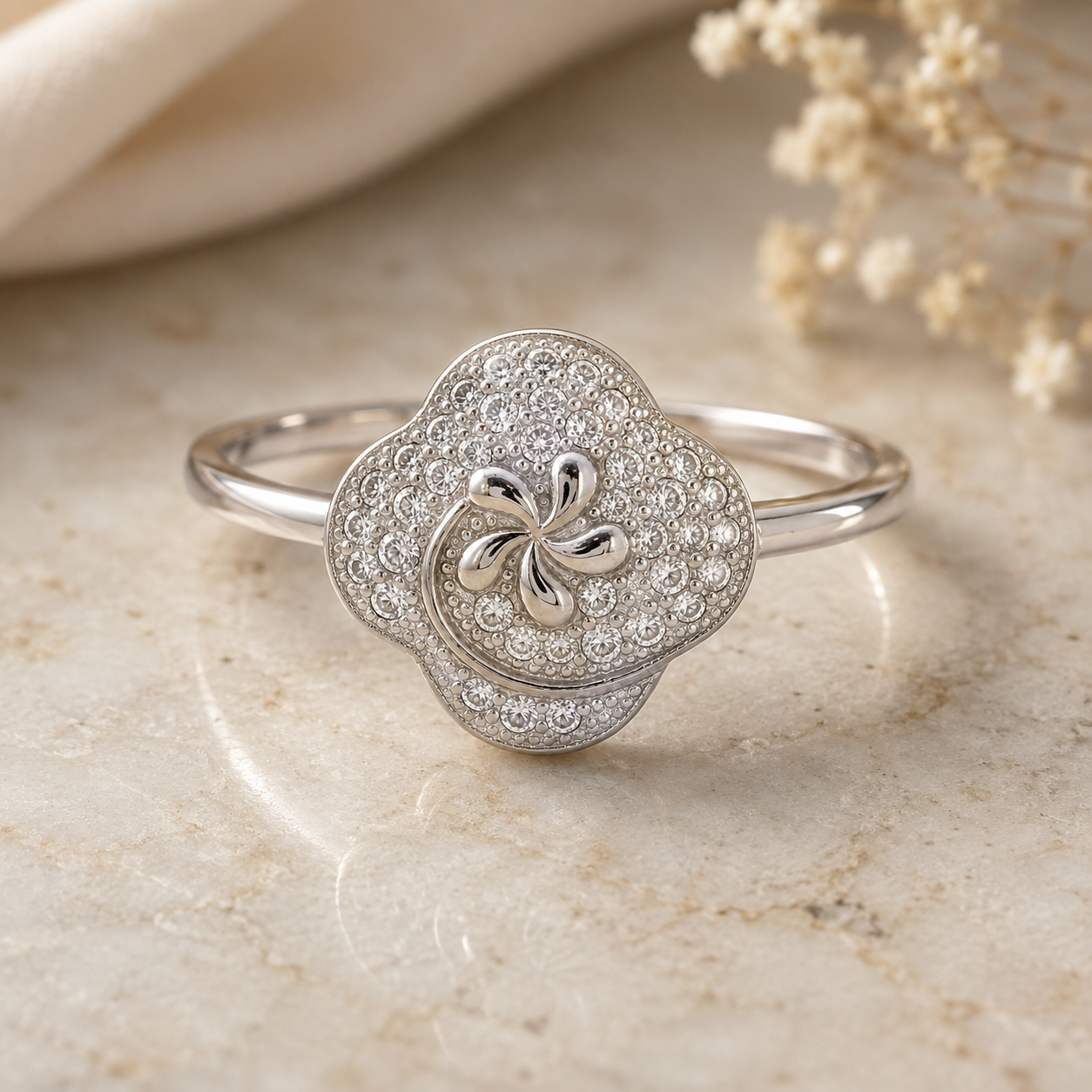 No Reserve 925 Sterling Silver 1.22 Ct Cubic Zirconia Ring 7 US Ring Size