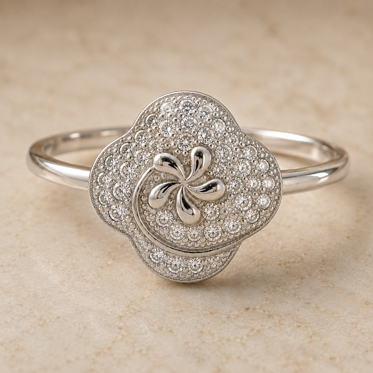 No Reserve 925 Sterling Silver 1.22 Ct Cubic Zirconia Ring 7 US Ring Size