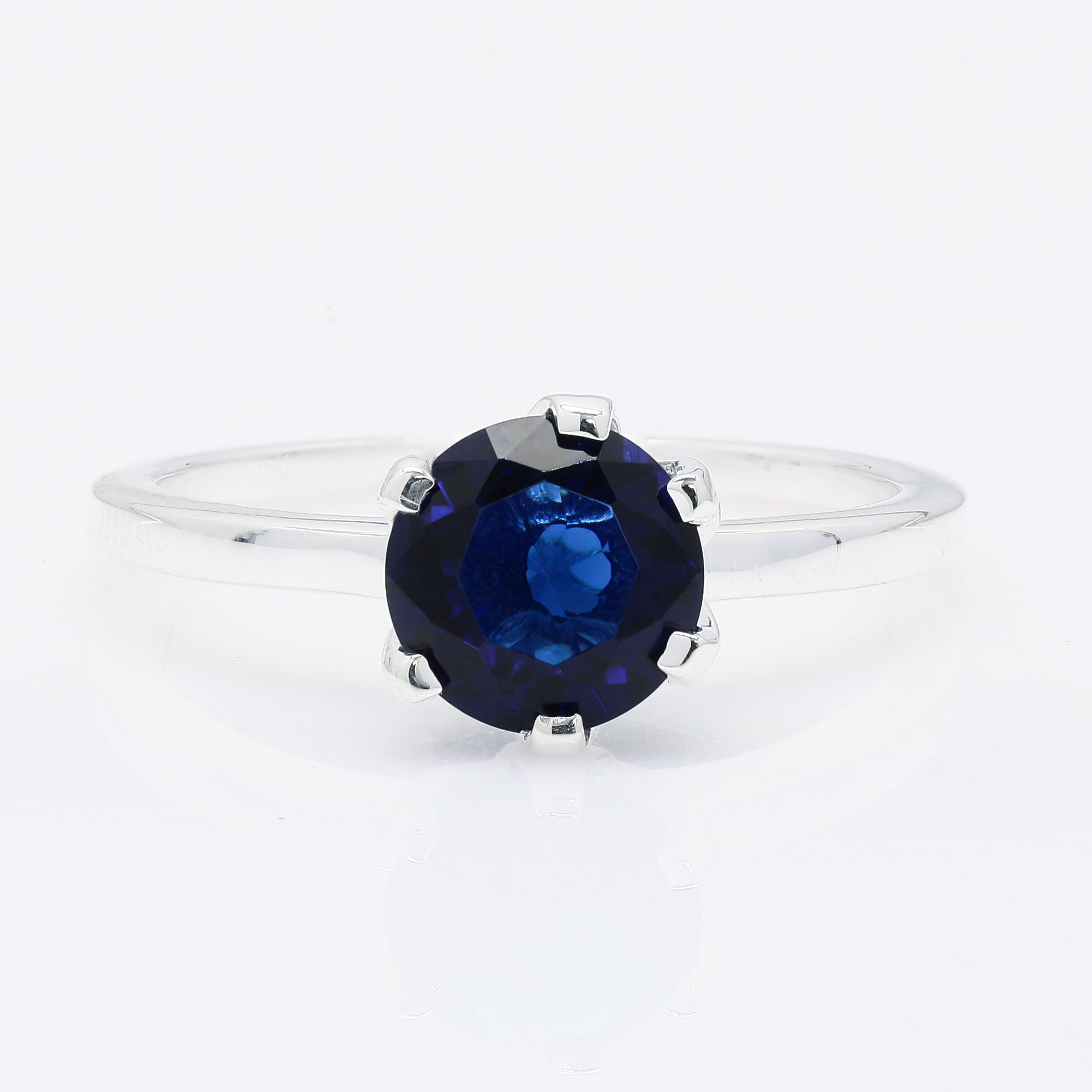 NO RESERVE 925 Sterling Silver 1.43 Ct Round Created Sapphire Ring 9 US Ring Size