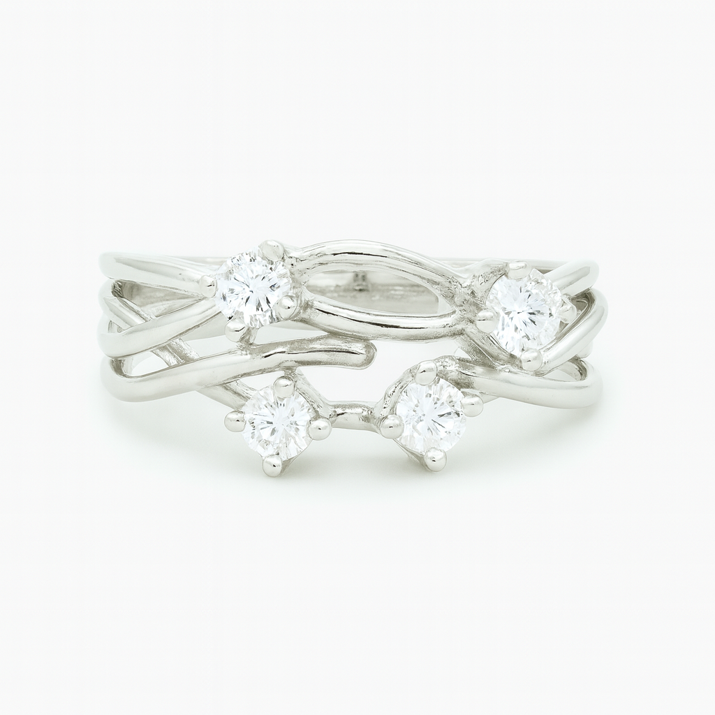 No Reserve 925 Sterling Silver 1.72 Ct Cubic Zirconia Ring 7.5 US Ring Size