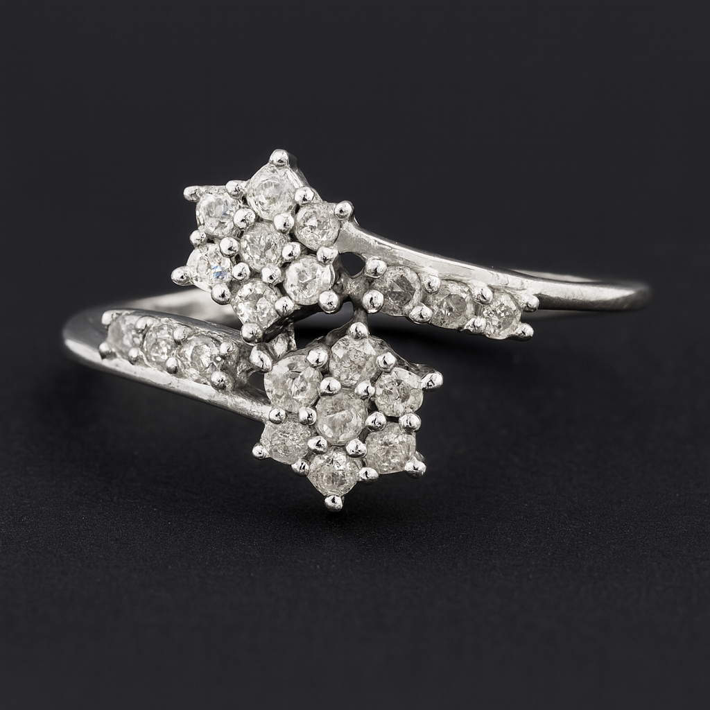 No Reserve 925 Sterling Silver 1.75 Ct Cubic Zirconia Ring 7 US Ring Size