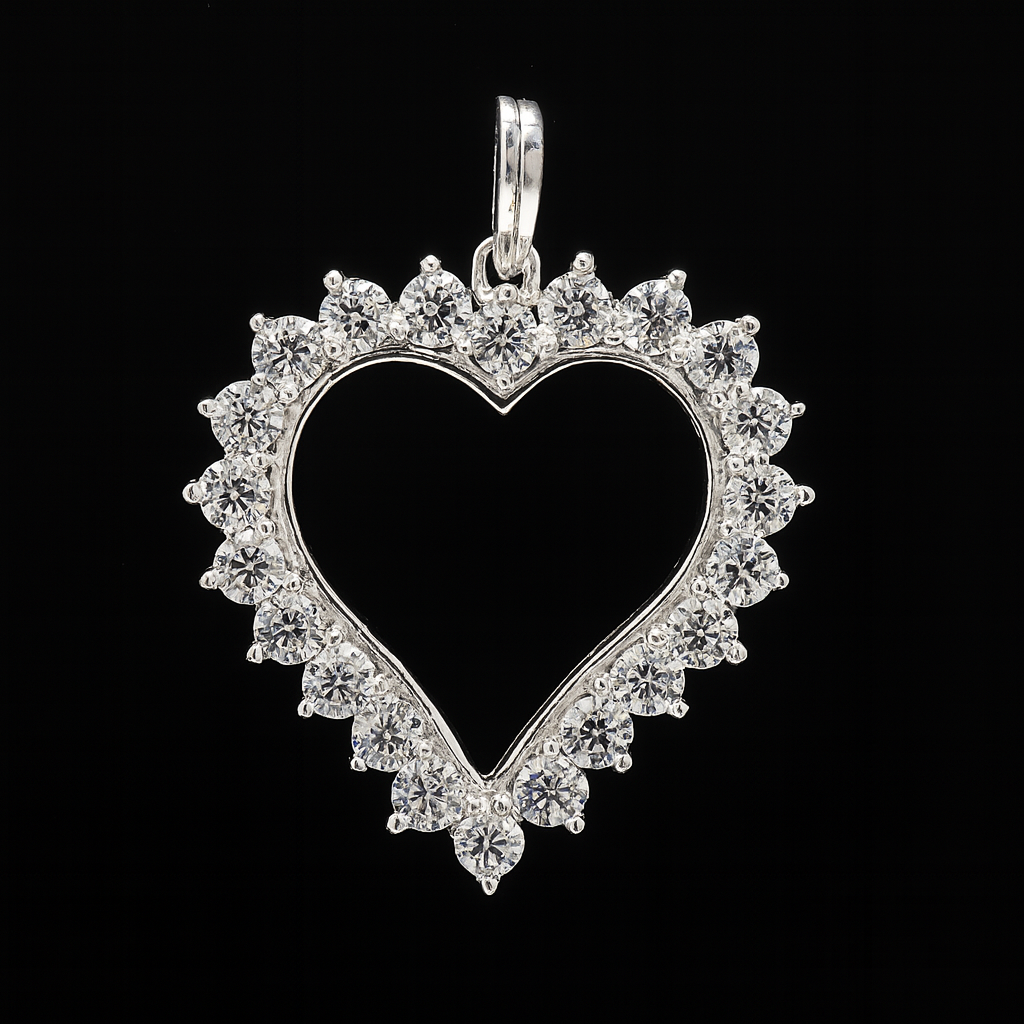 No Reserve 925 Sterling Silver 2.31 Ct Round Cubic Zirconia Pendant