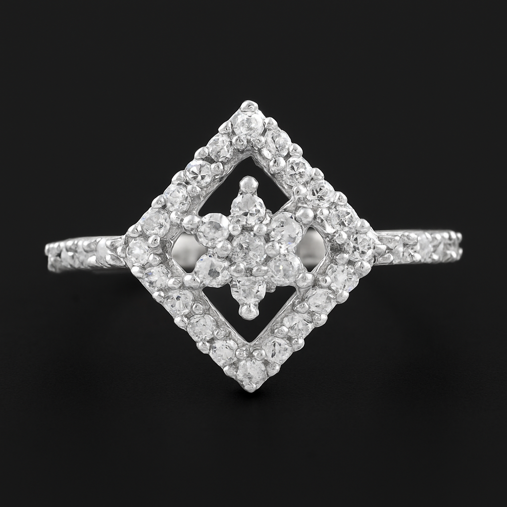 No Reserve 925 Sterling Silver 2.41 Ct Cubic Zirconia Ring 6 US Ring Size