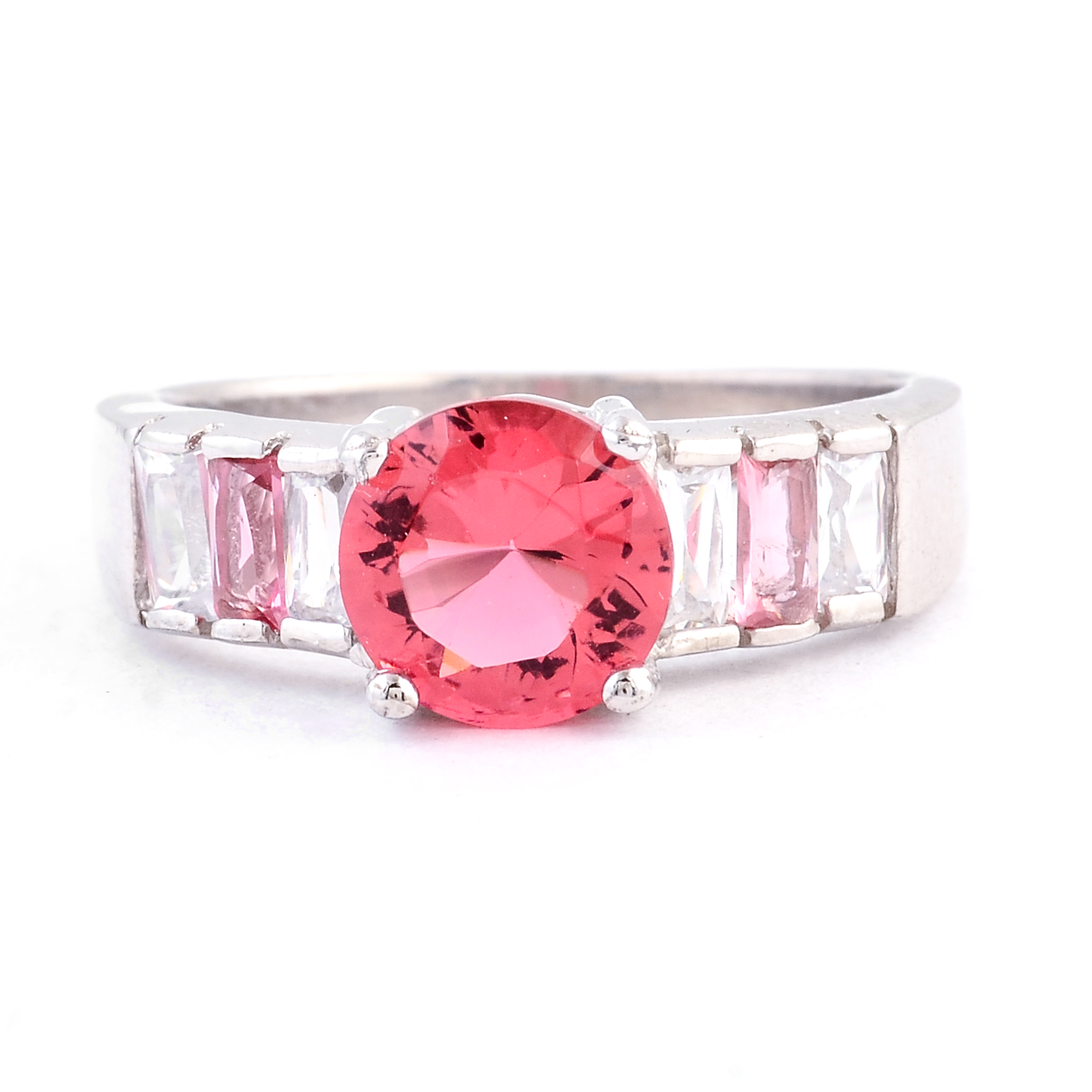 No Reserve 925 Sterling Silver 3.26 Ct Created Glass Cz Ring